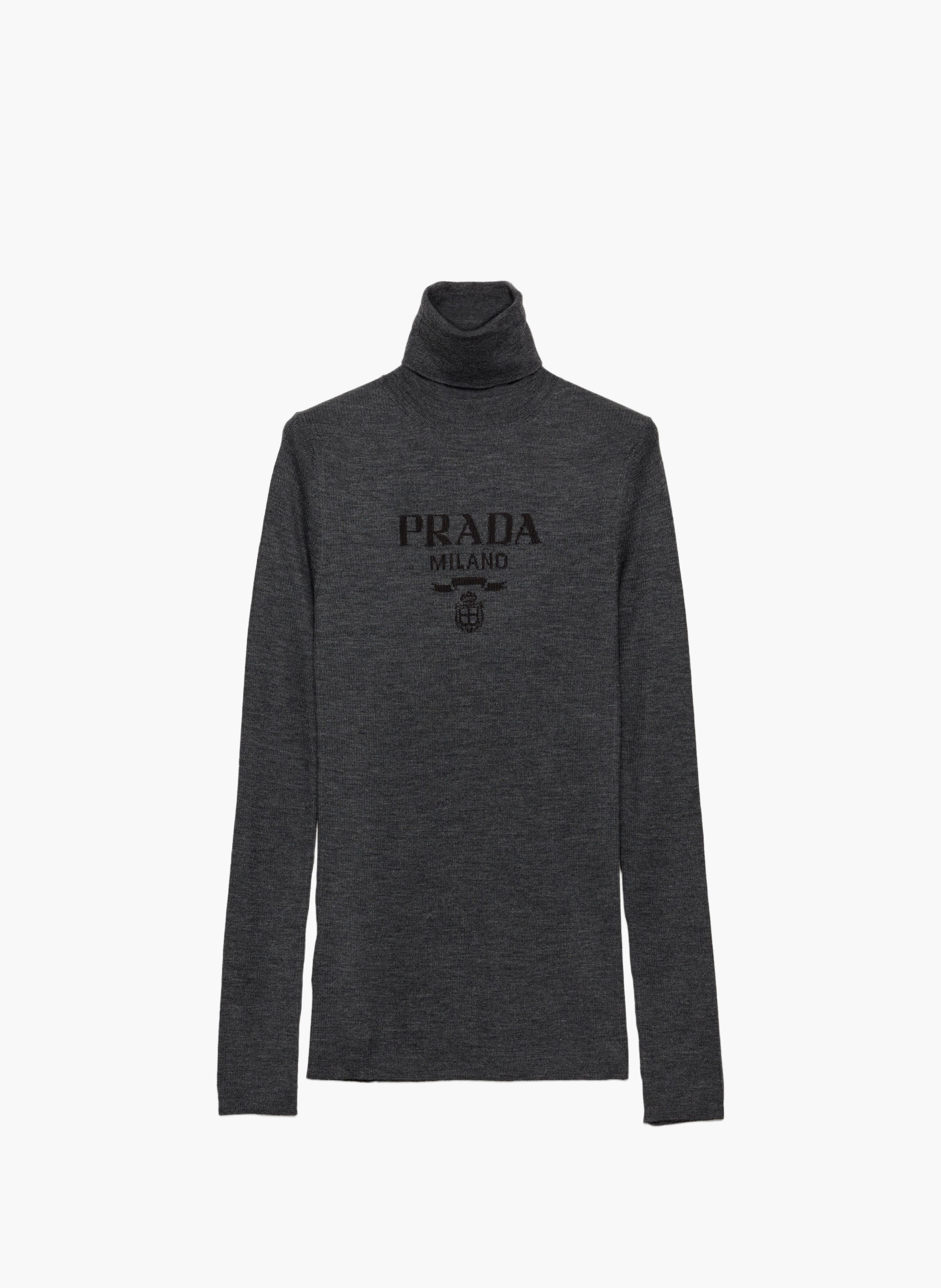 Pull à col roulé en laine extra fine PRADA Gris