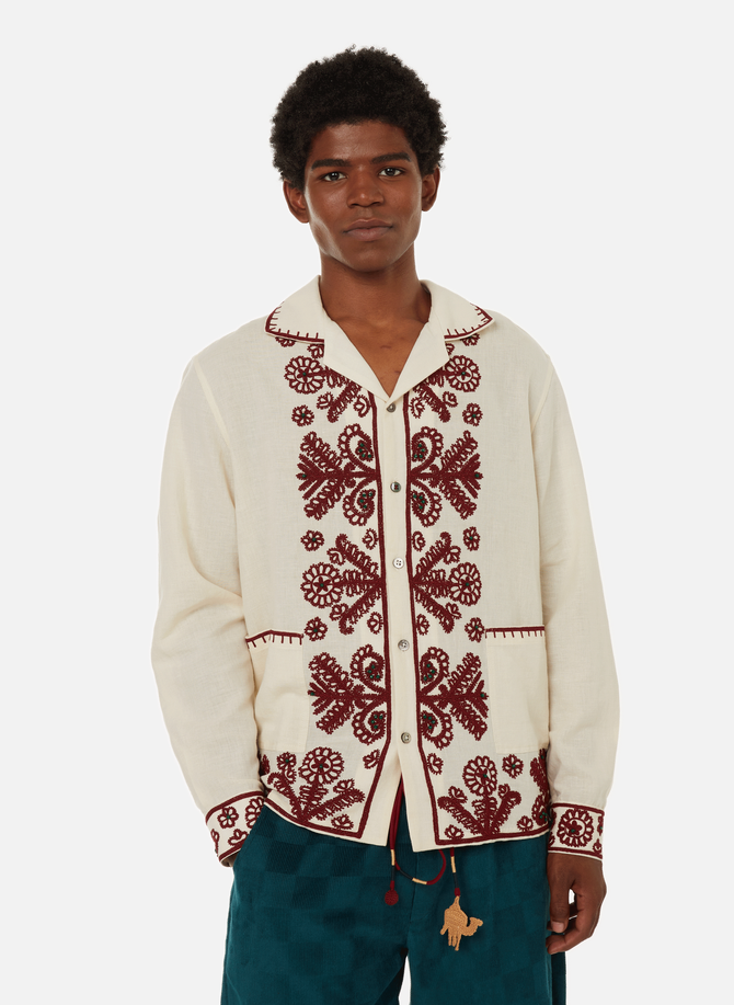 Embroidered cotton and hemp shirt  BAZISZT
