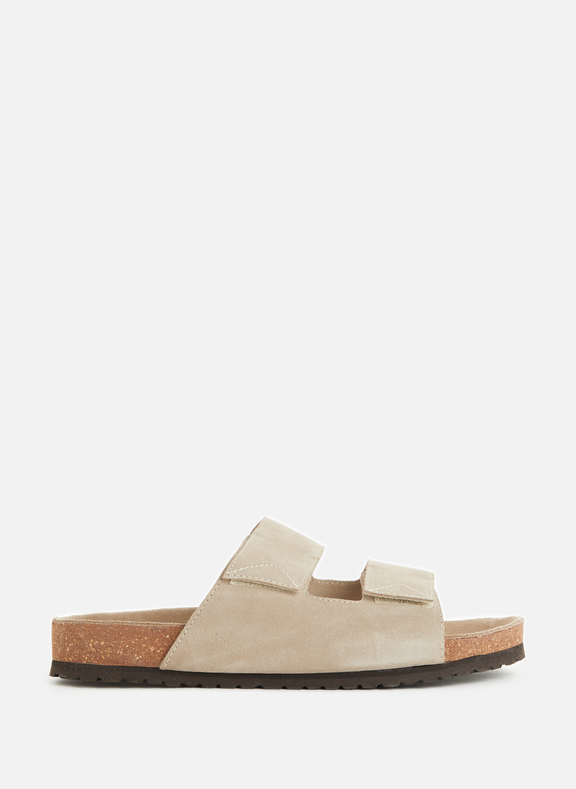 SELECTED Slhbastian suede leather mules Beige