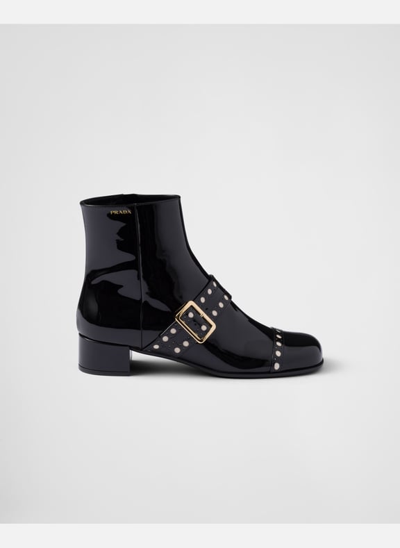 Bottines en cuir verni Noir by PRADA PRADA Bottines en cuir verni Noir