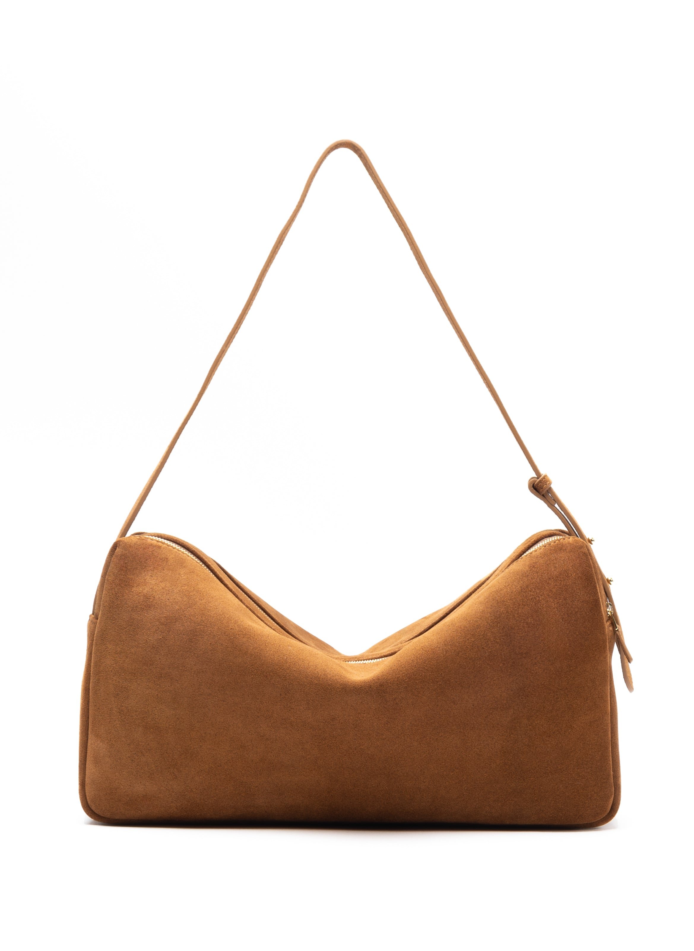 Sac trousse large en daim  Cognac