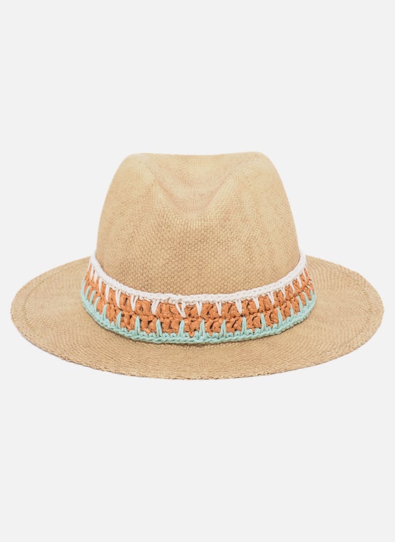 Chapeau en raphia à bande colorée - nirma Beige by GERARD DAREL GERARD DAREL Chapeau en raphia à bande colorée - nirma Beige