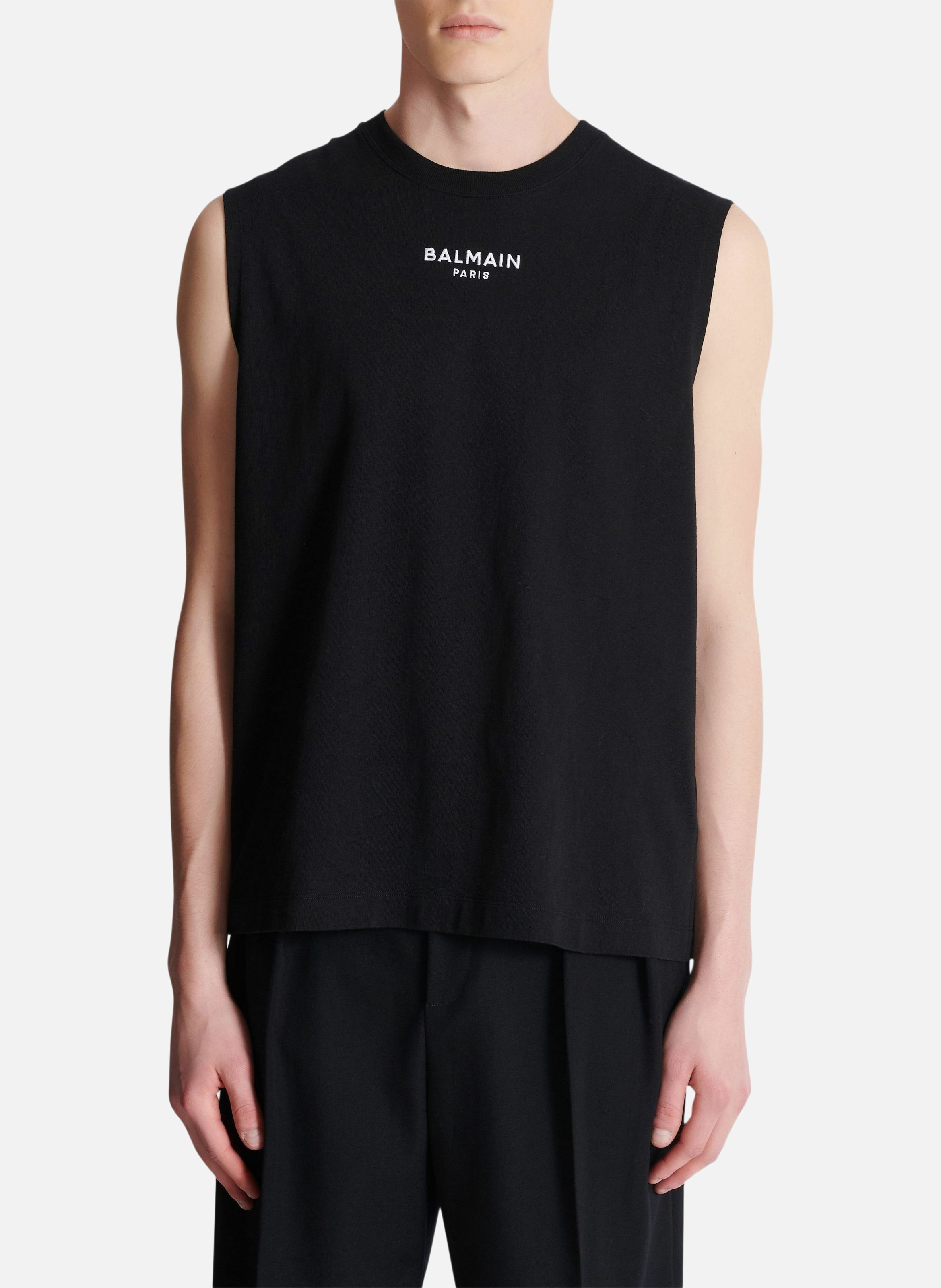 Débardeur brodé balmain paris BALMAIN Noir