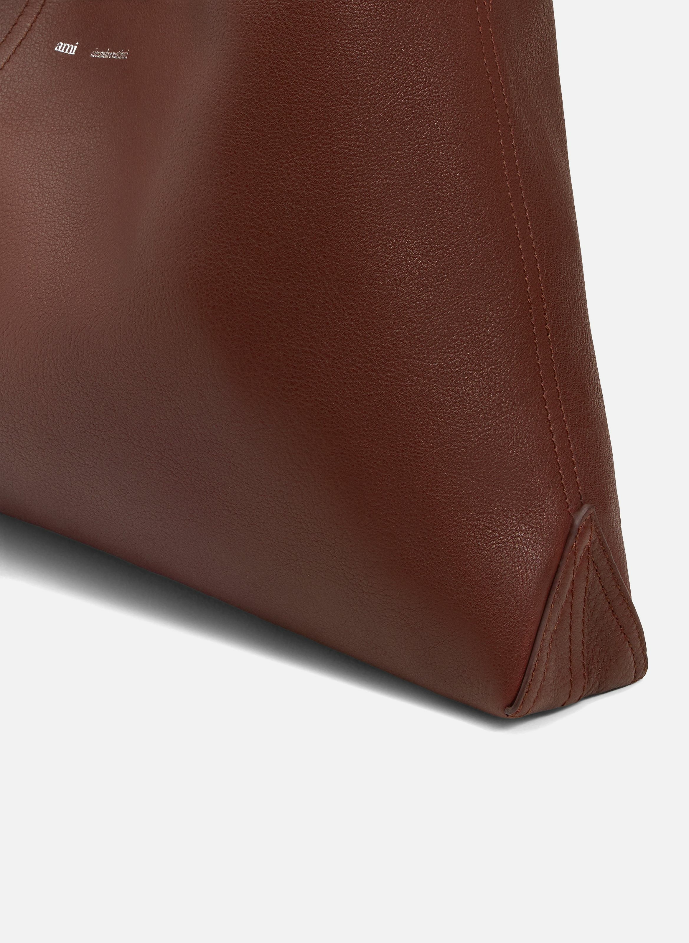 Sac porté epaule etienne en cuir souple unisexe AMI PARIS Rouge