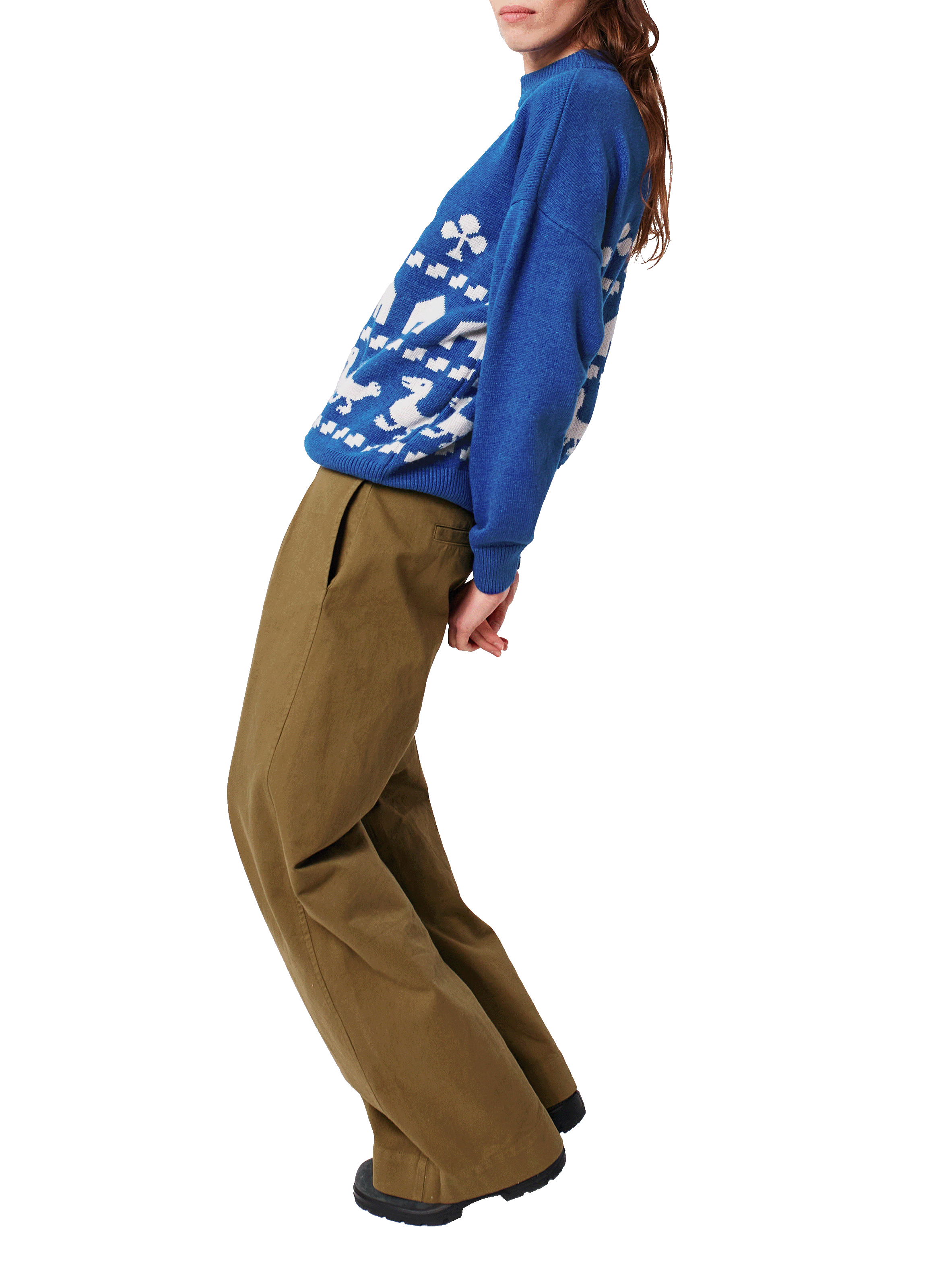 Pull ample à motifs en laine mélangé BOBO CHOSES Bleu