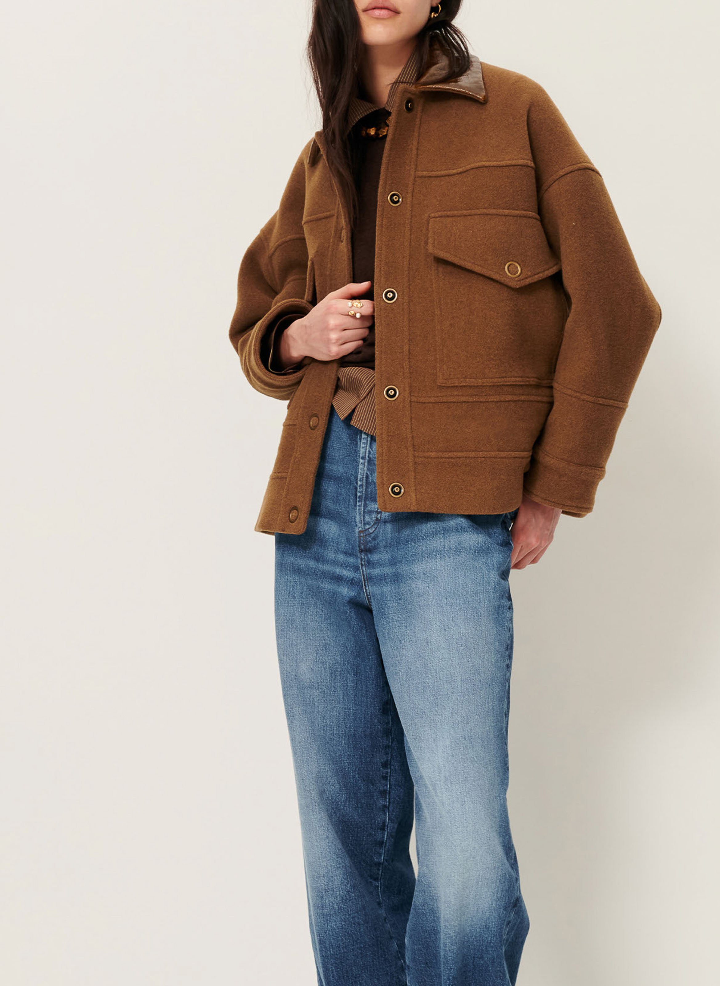 Manteau court col classique en laine mélangée edfinlay SESSUN Marron