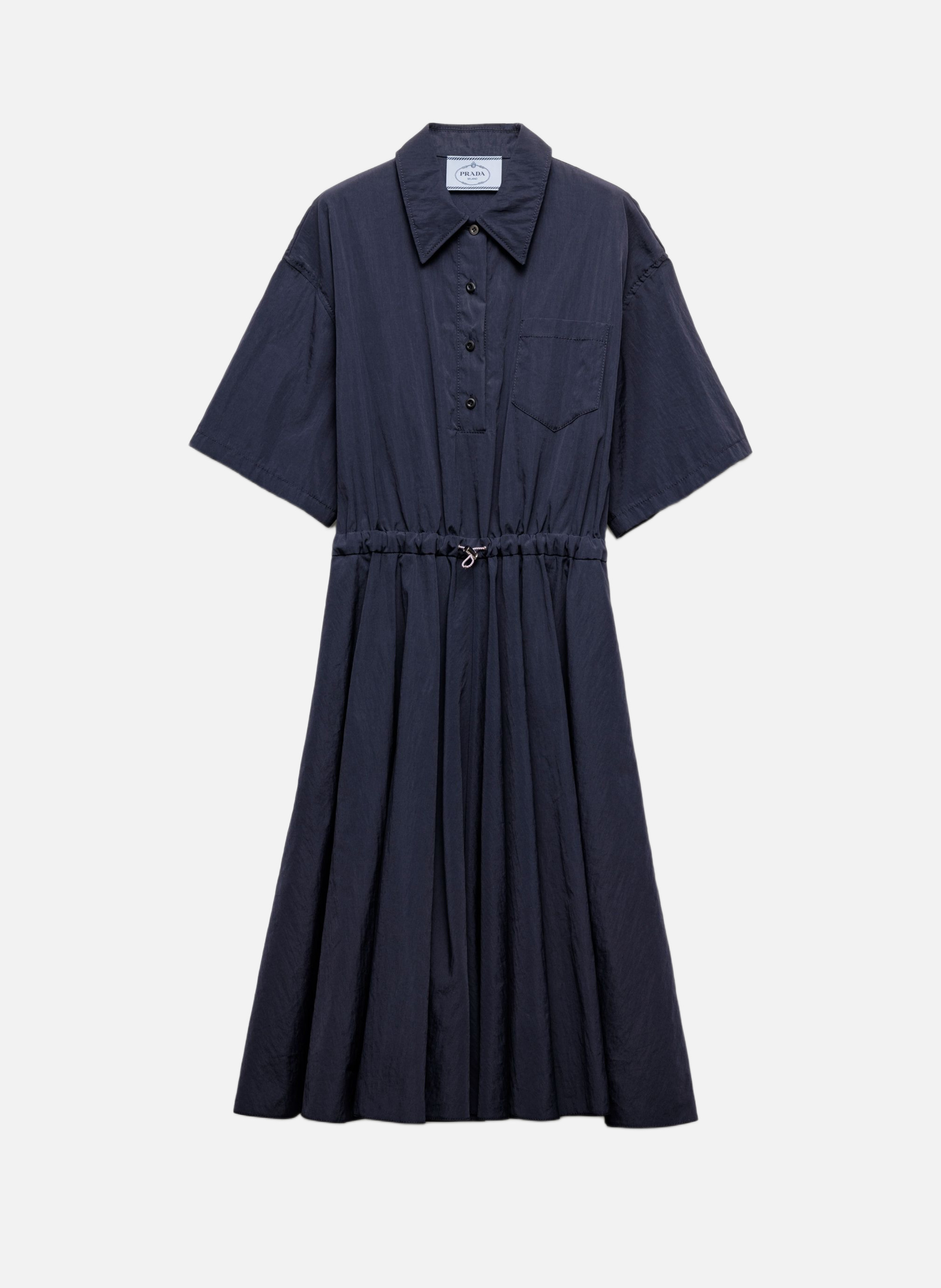Robe à manches courtes en pongé technique PRADA Bleu