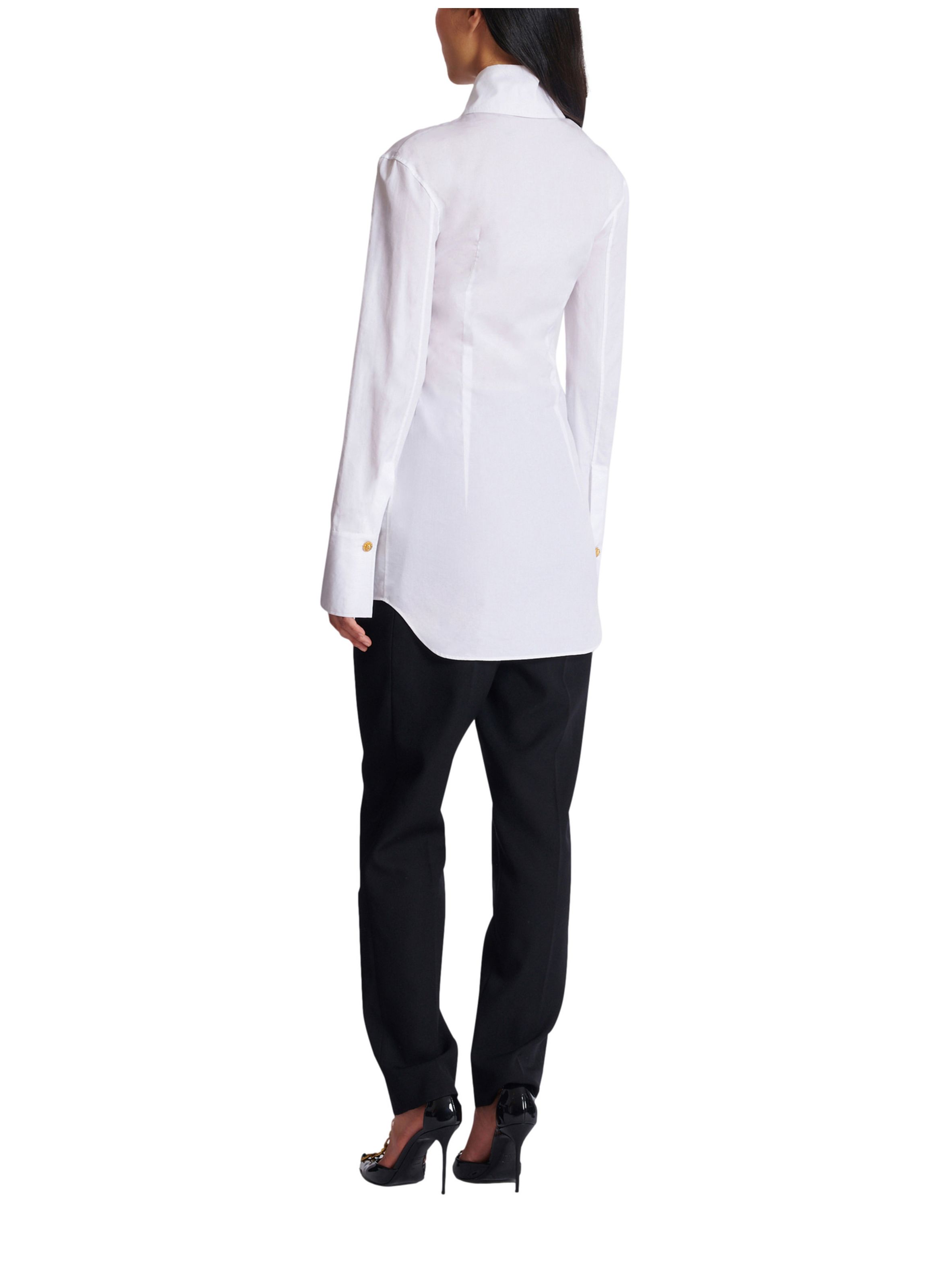 Chemise en popeline de coton BALMAIN Blanc