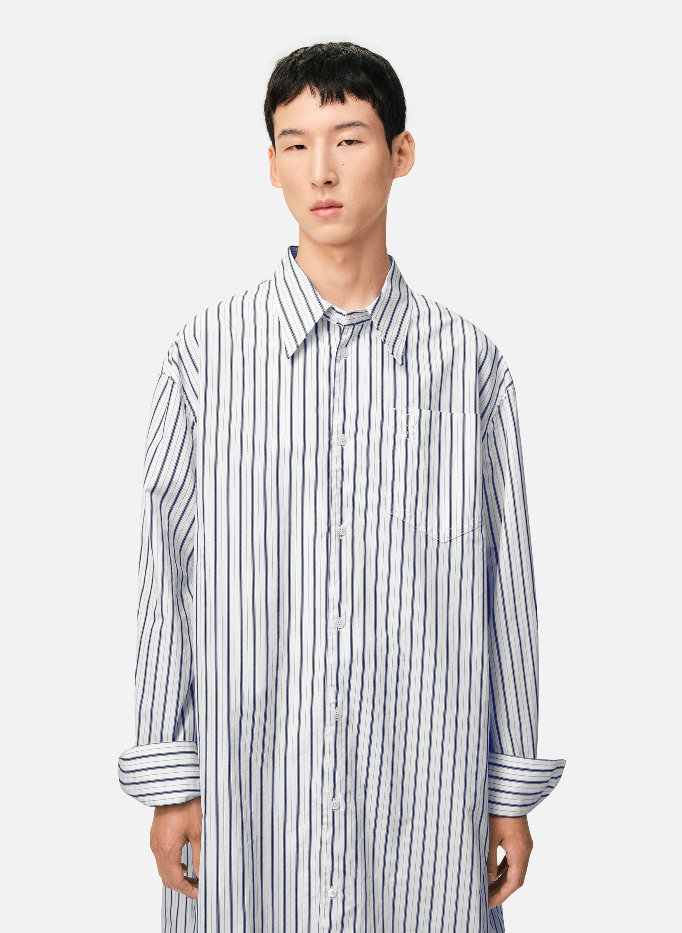 Chemise rayée large ami de cœur unisexe en coton AMI PARIS Blanc