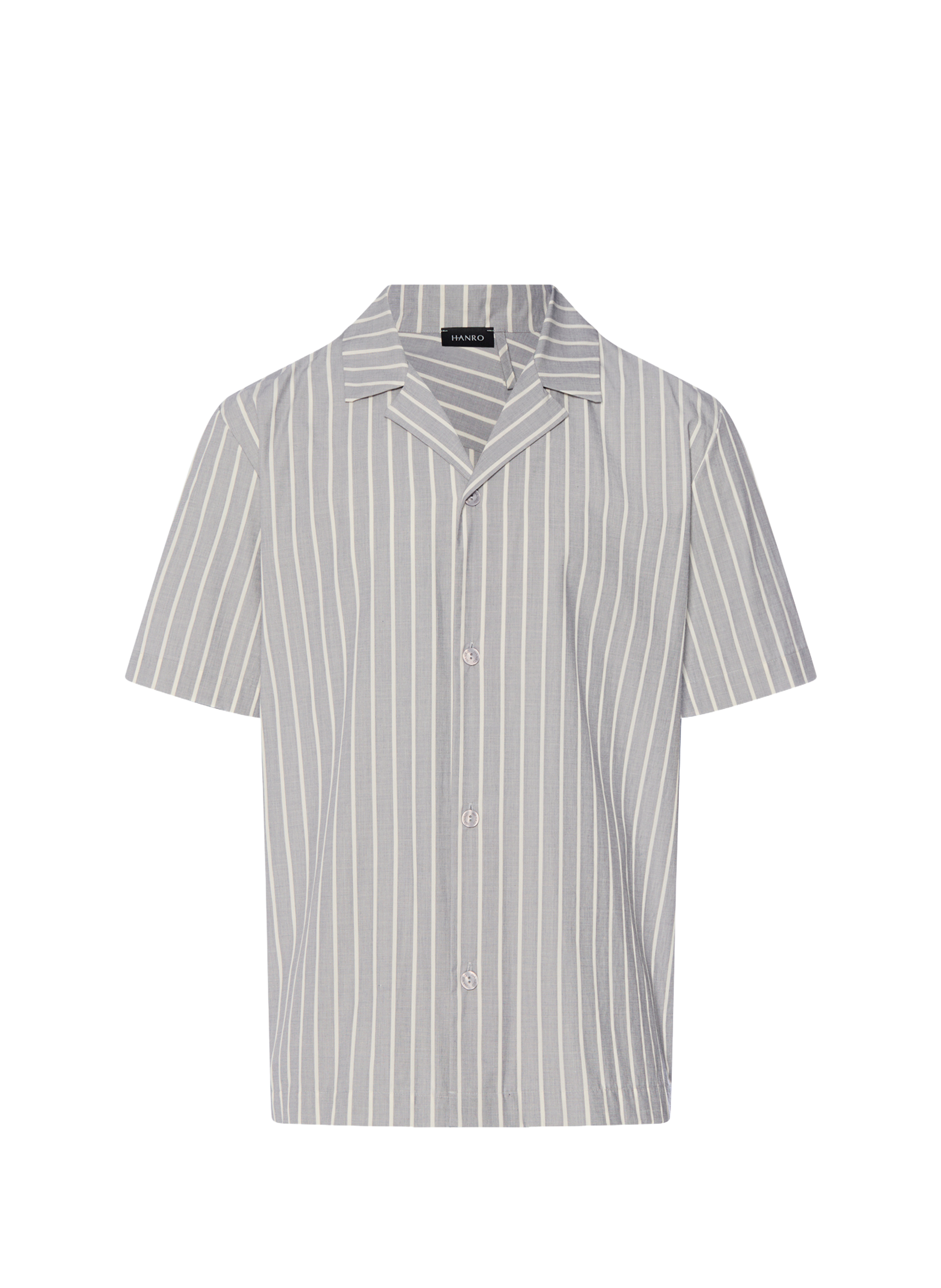 Chemise de pyjama manches courtes à rayures en coton HANRO Gris