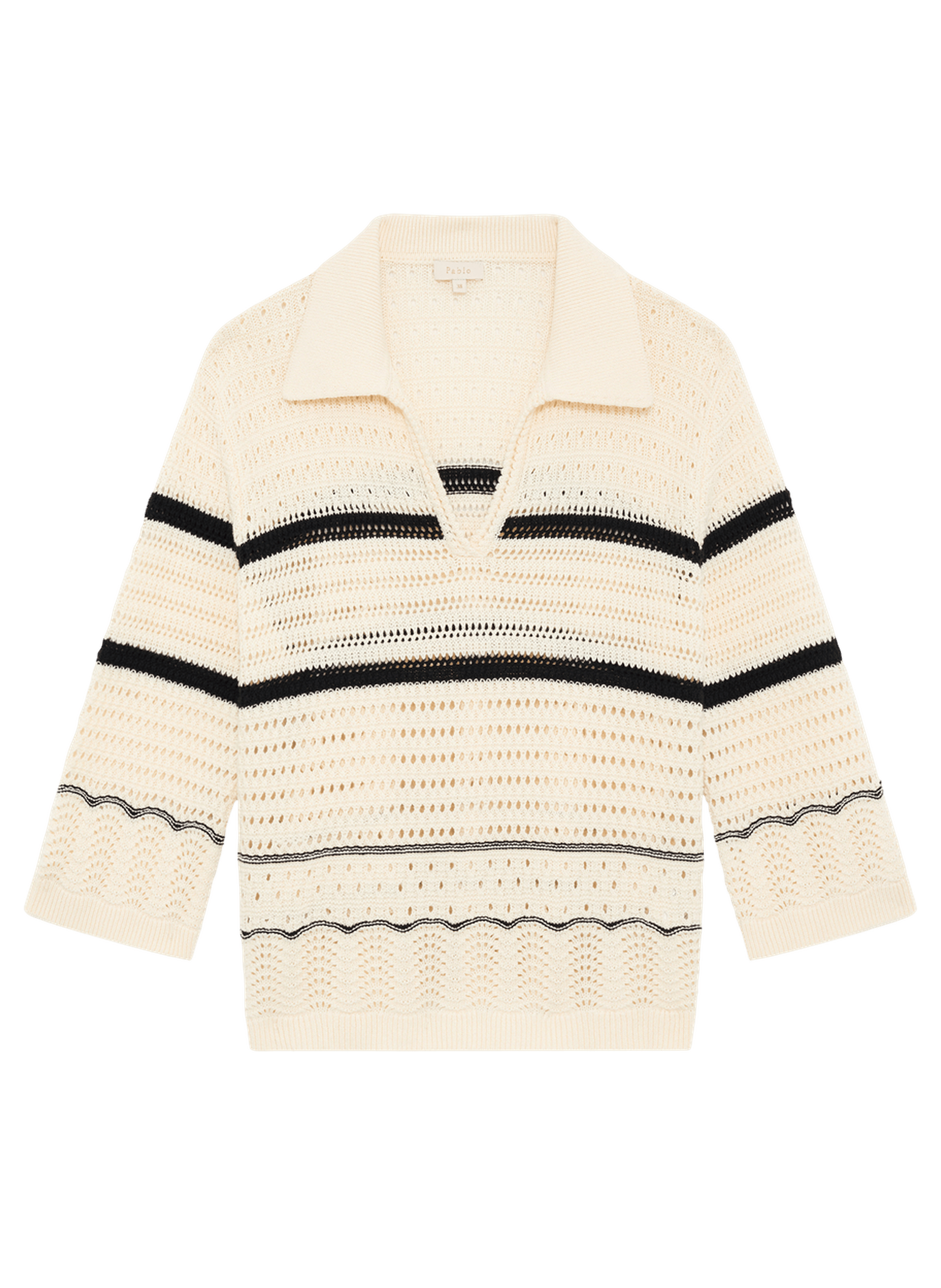 Polo en crochet rayé - leontine PABLO Beige