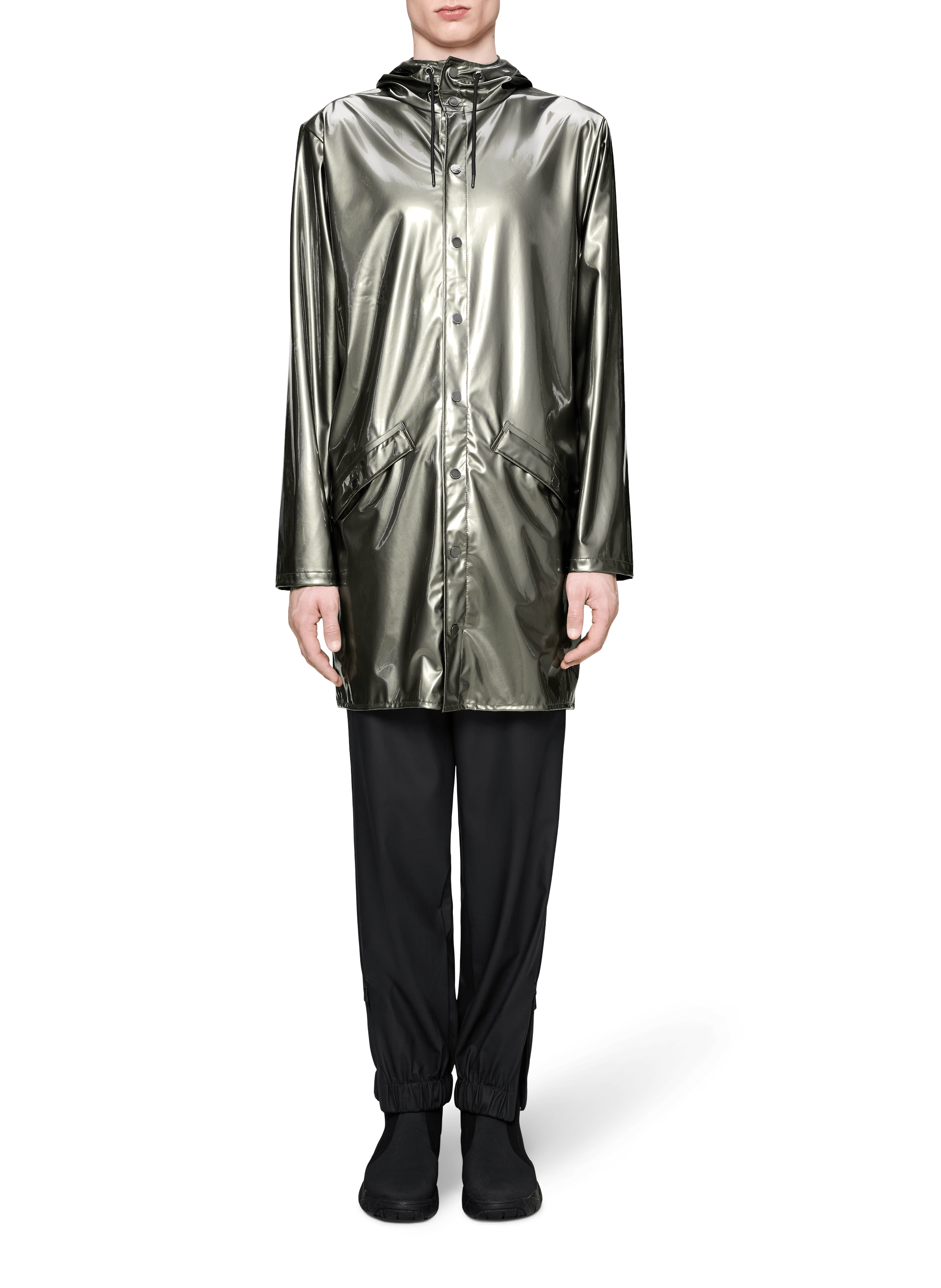 Imperméable métallisé à capuche RAINS Argent