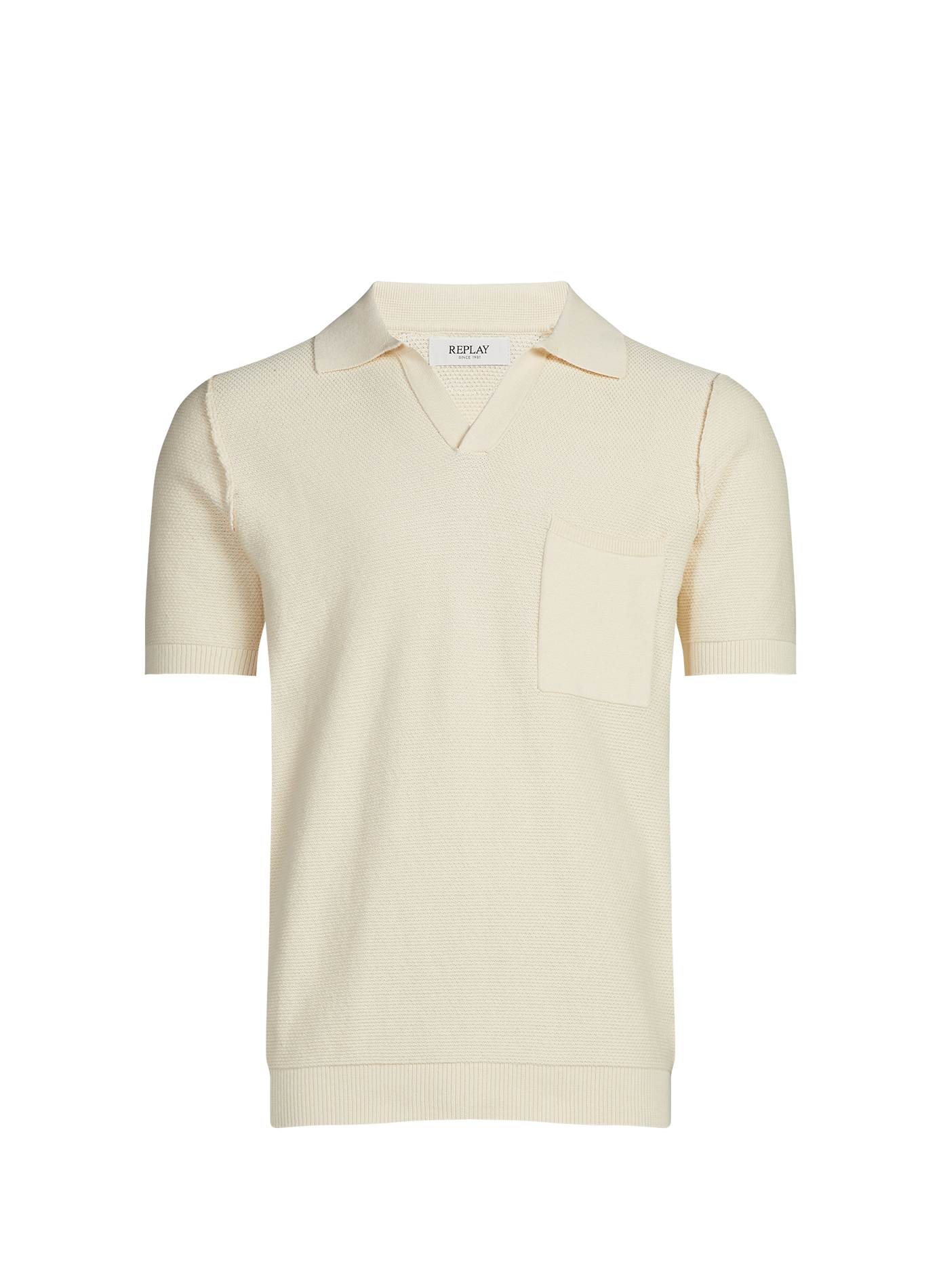 Short-sleeved cotton piqué polo REPLAY Beige