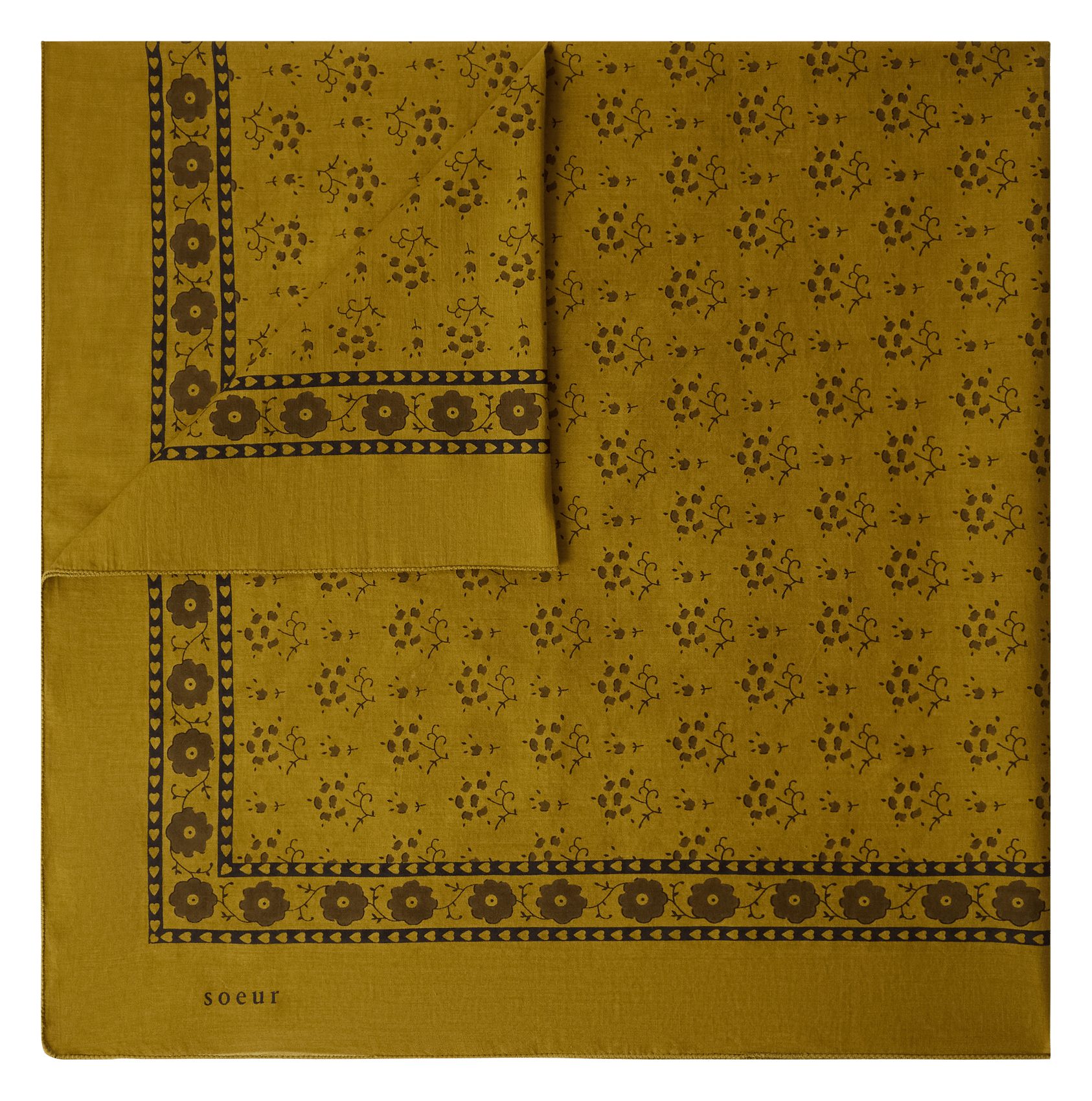 Foulard carré imprimé en coton SOEUR Vert