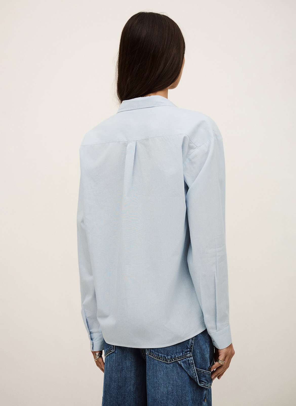 Chemise droite col classique en coton rayé porzia BA&SH Bleu