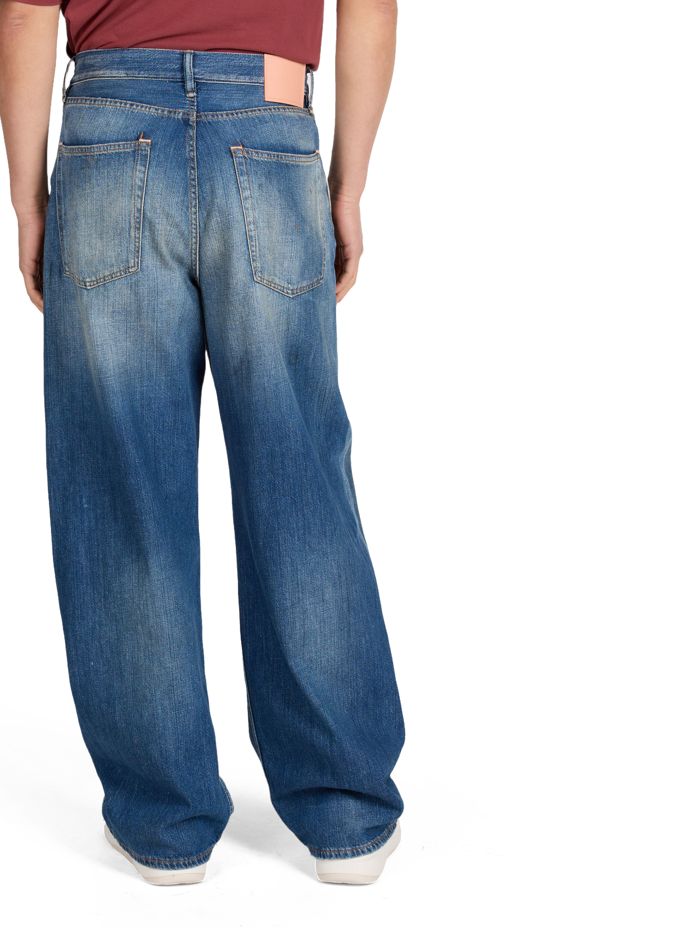 Spotted cotton and leather jeans ACNE STUDIOS Blue