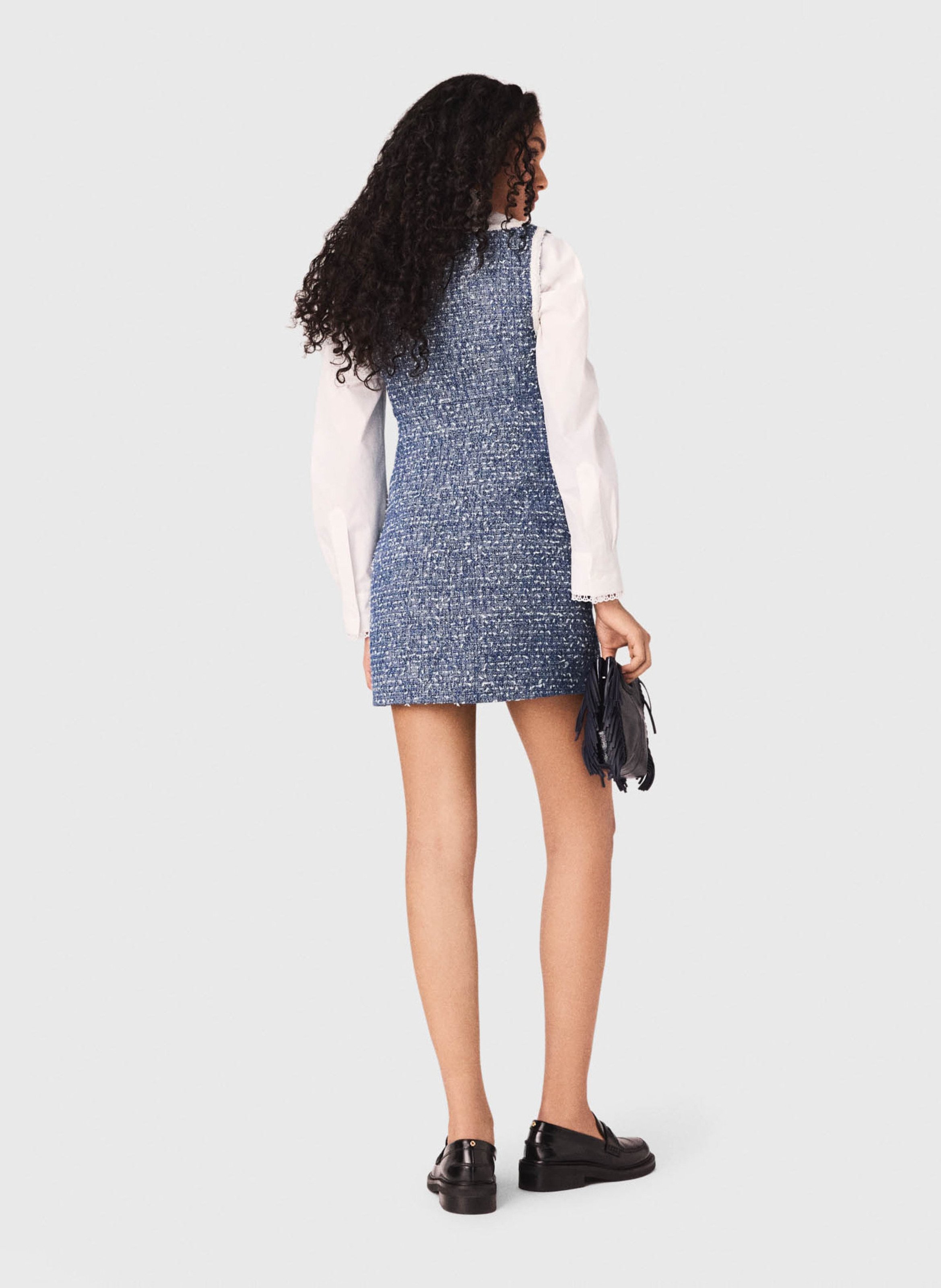 Robe courte ajustée en tweed MAJE Bleu