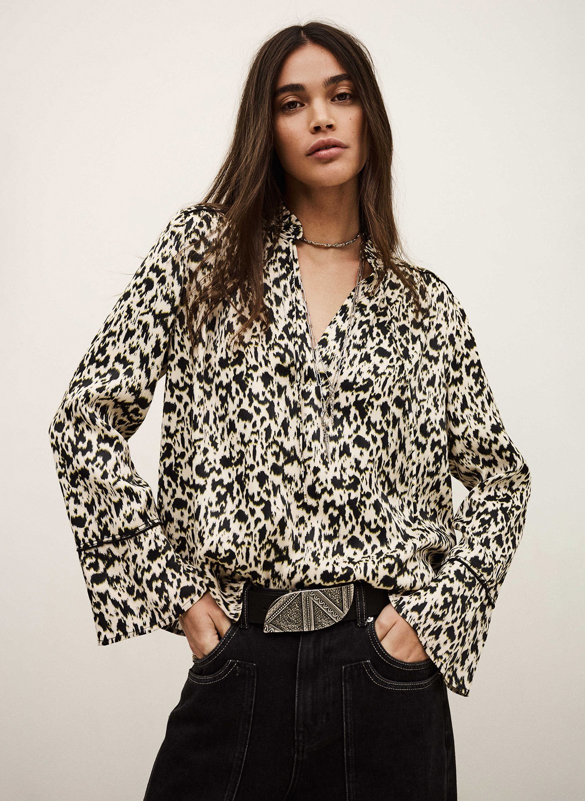 Blouse col rond imprimée pia BA&SH Beige