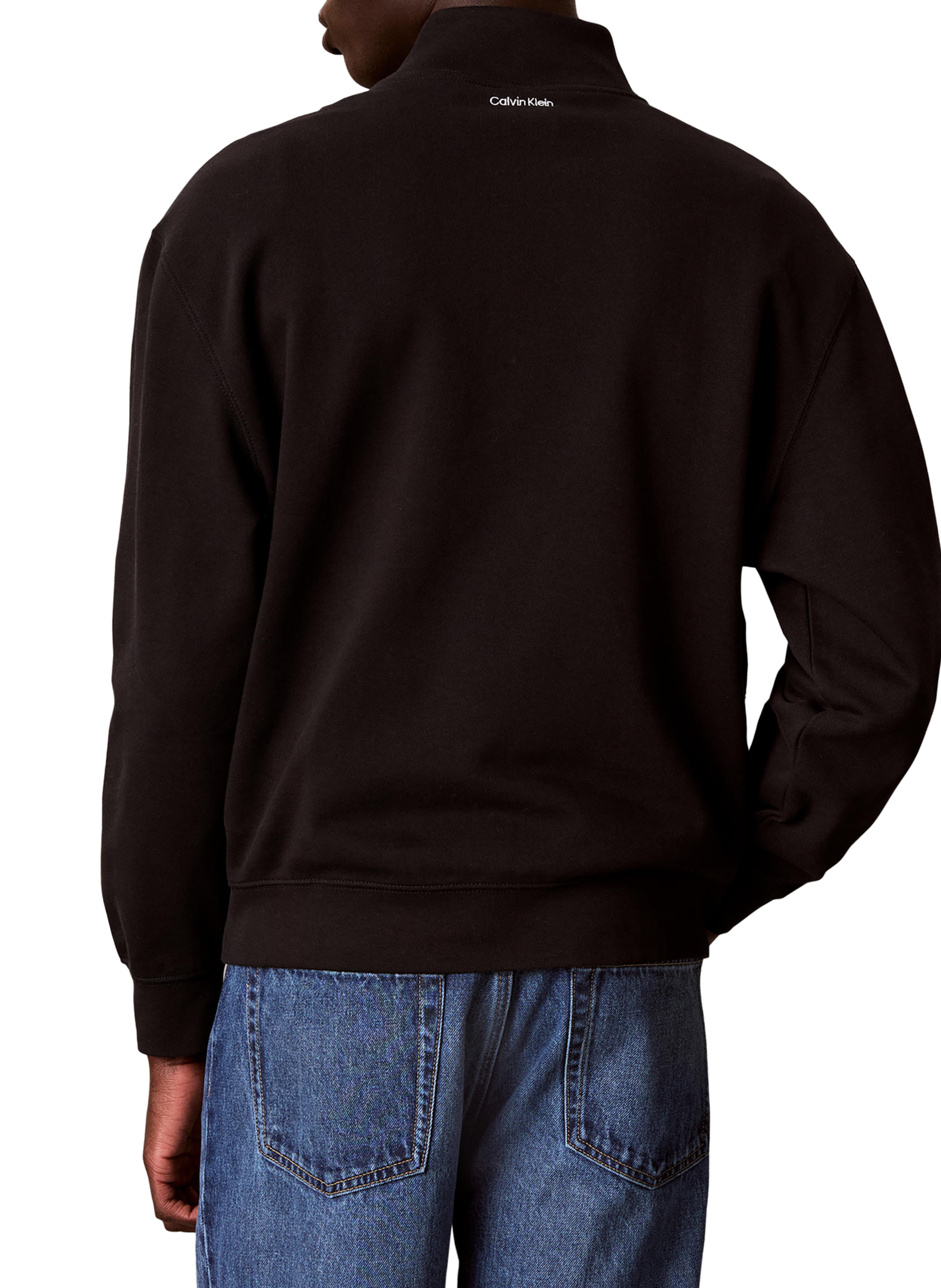 Sweatshirt à col montant zippé en coton CALVIN KLEIN Noir