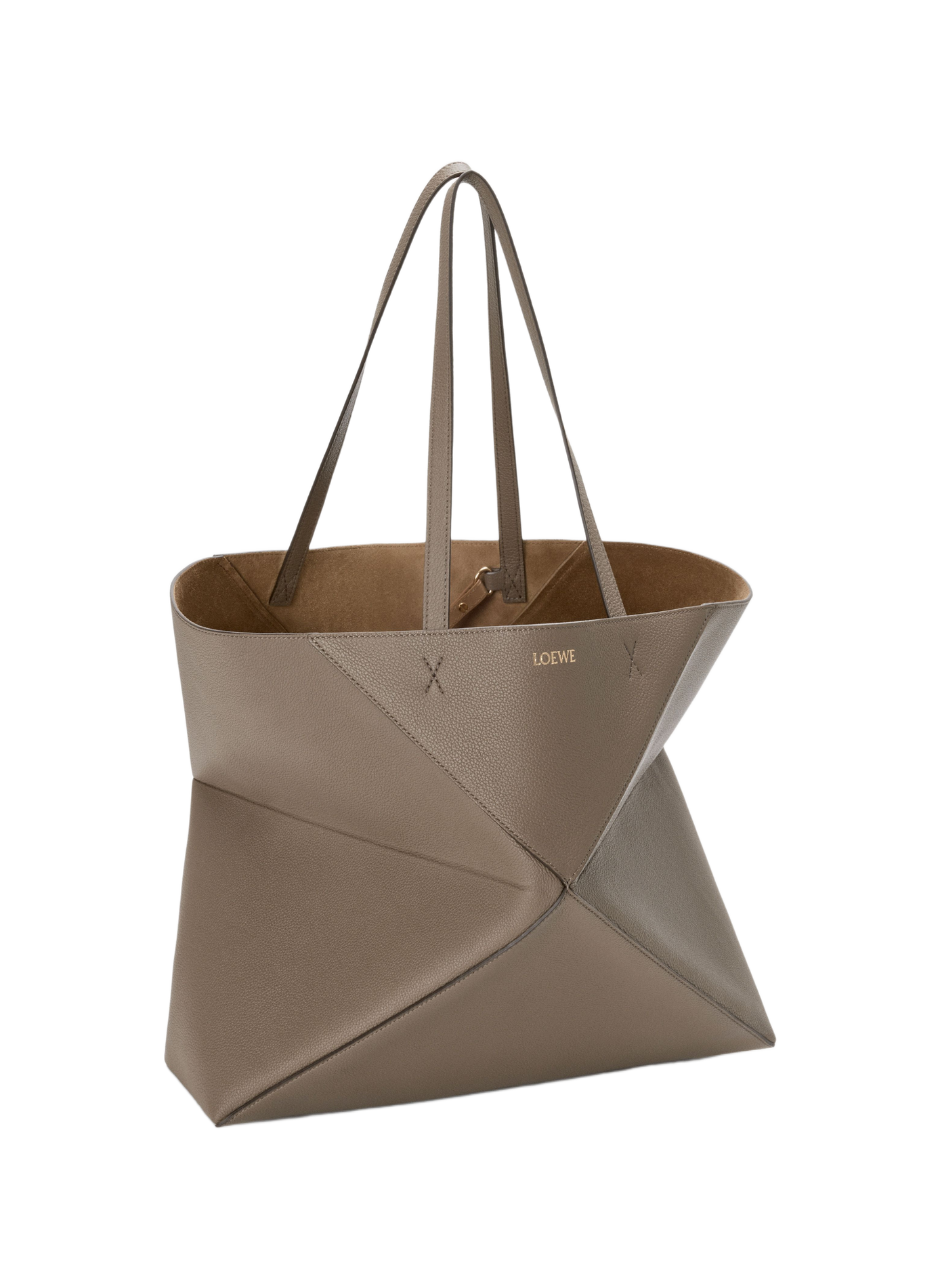 Grand Puzzle Fold tote horizontal en cuir de veau grainé souple LOEWE Beige