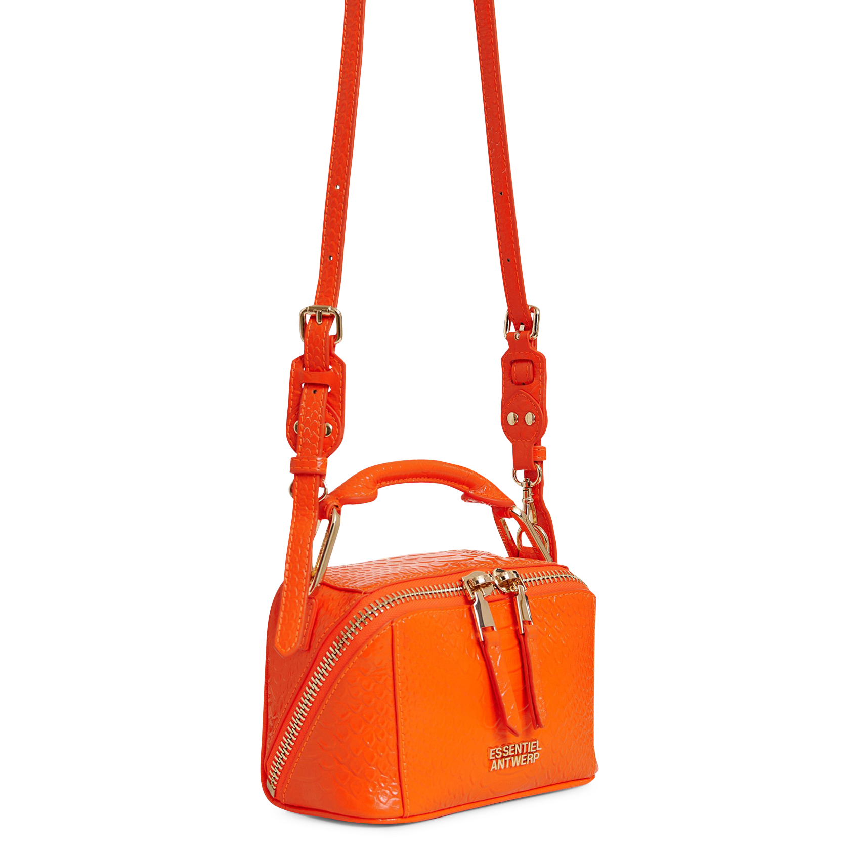 Sac bandoulière en cuir embossé croco jussi ESSENTIEL ANTWERP Orange