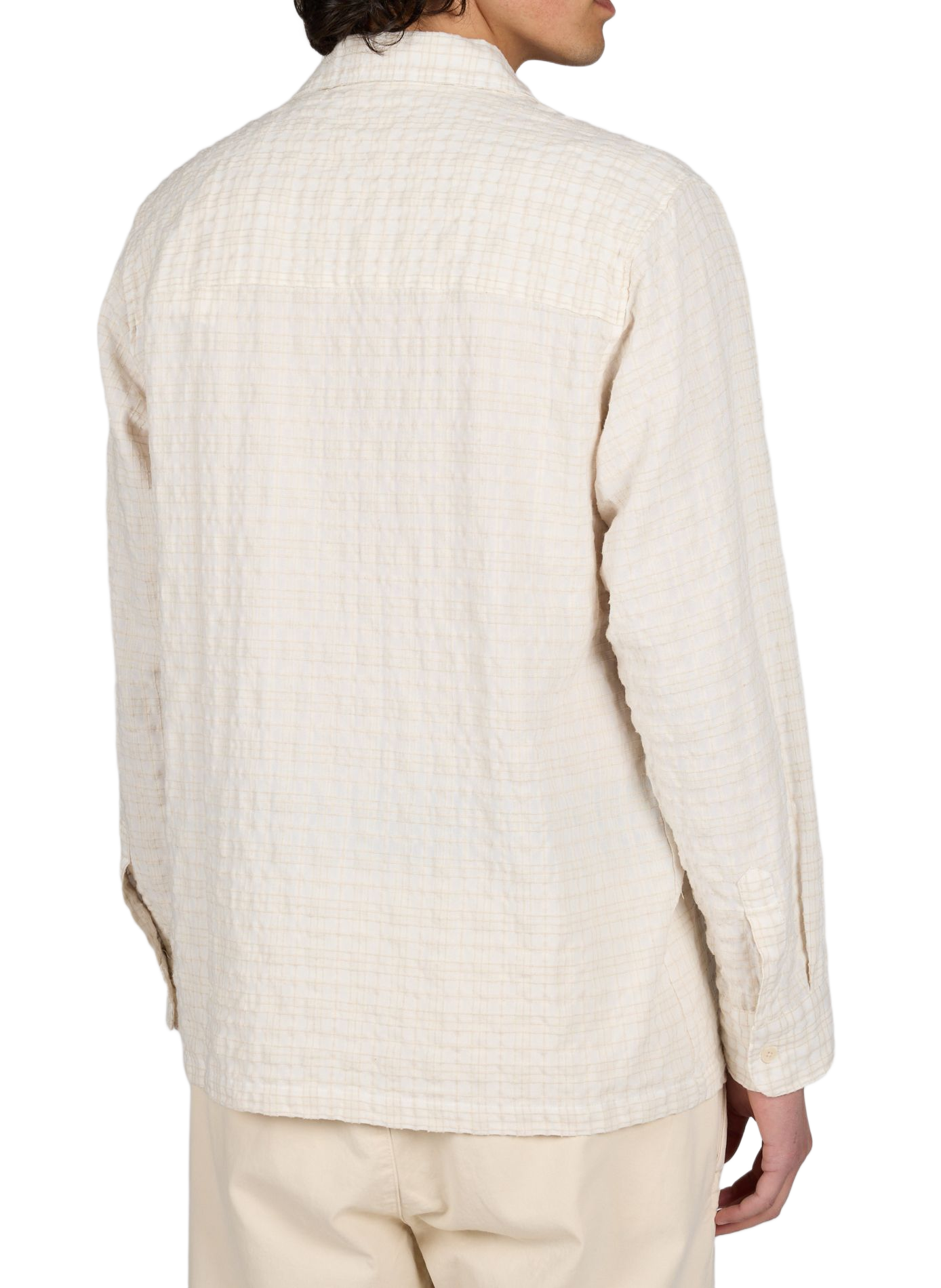Straight Cuban collar shirt in checkered blended cotton NN.07 Beige