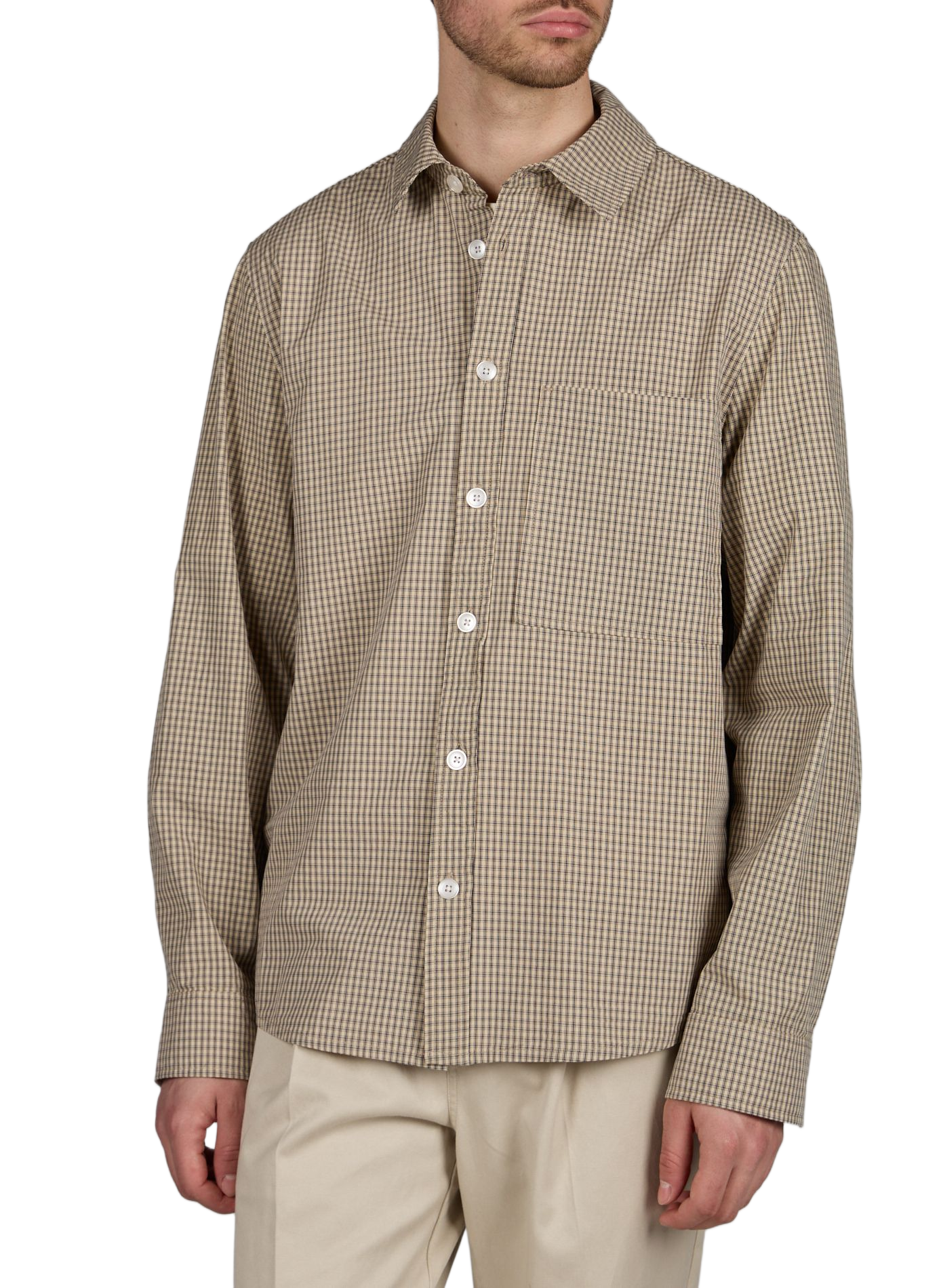 Chemise droite à carreaux Ace en coton MINIMUM Beige