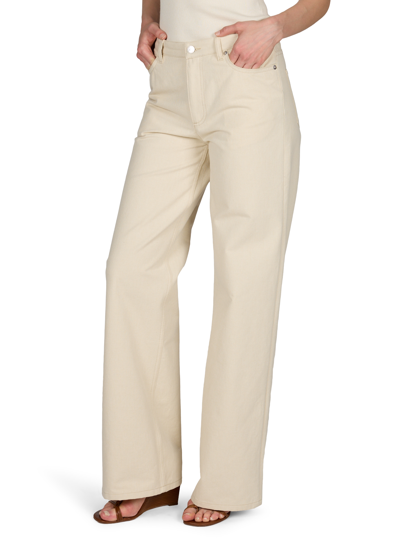 High-waisted Elisabeth jeans in a cotton blend A.P.C. Beige