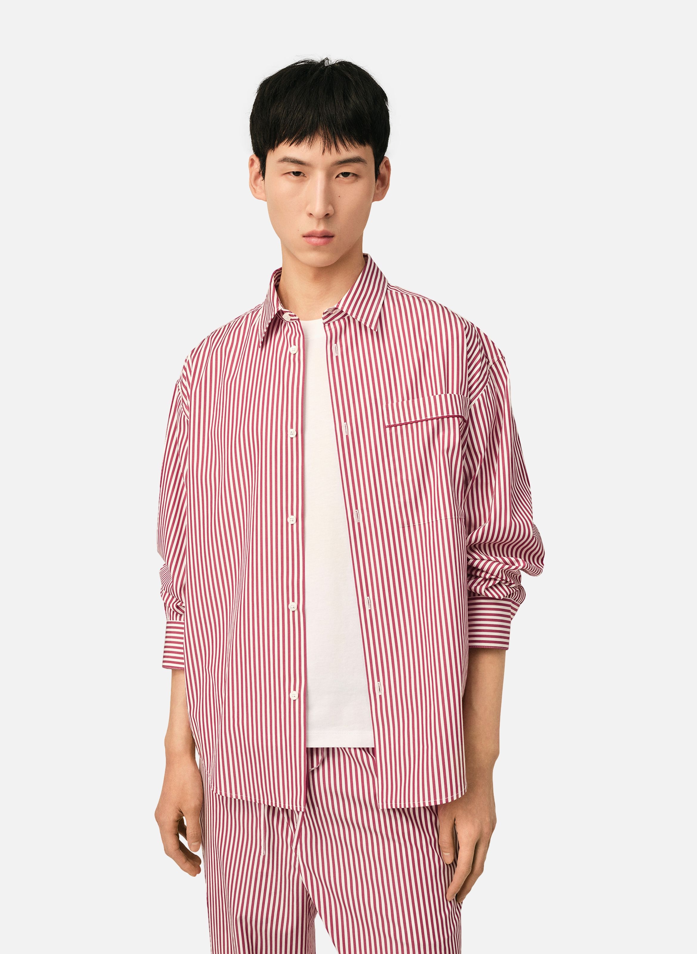 Chemise boxy manches longues unisexe en coton AMI PARIS Blanc