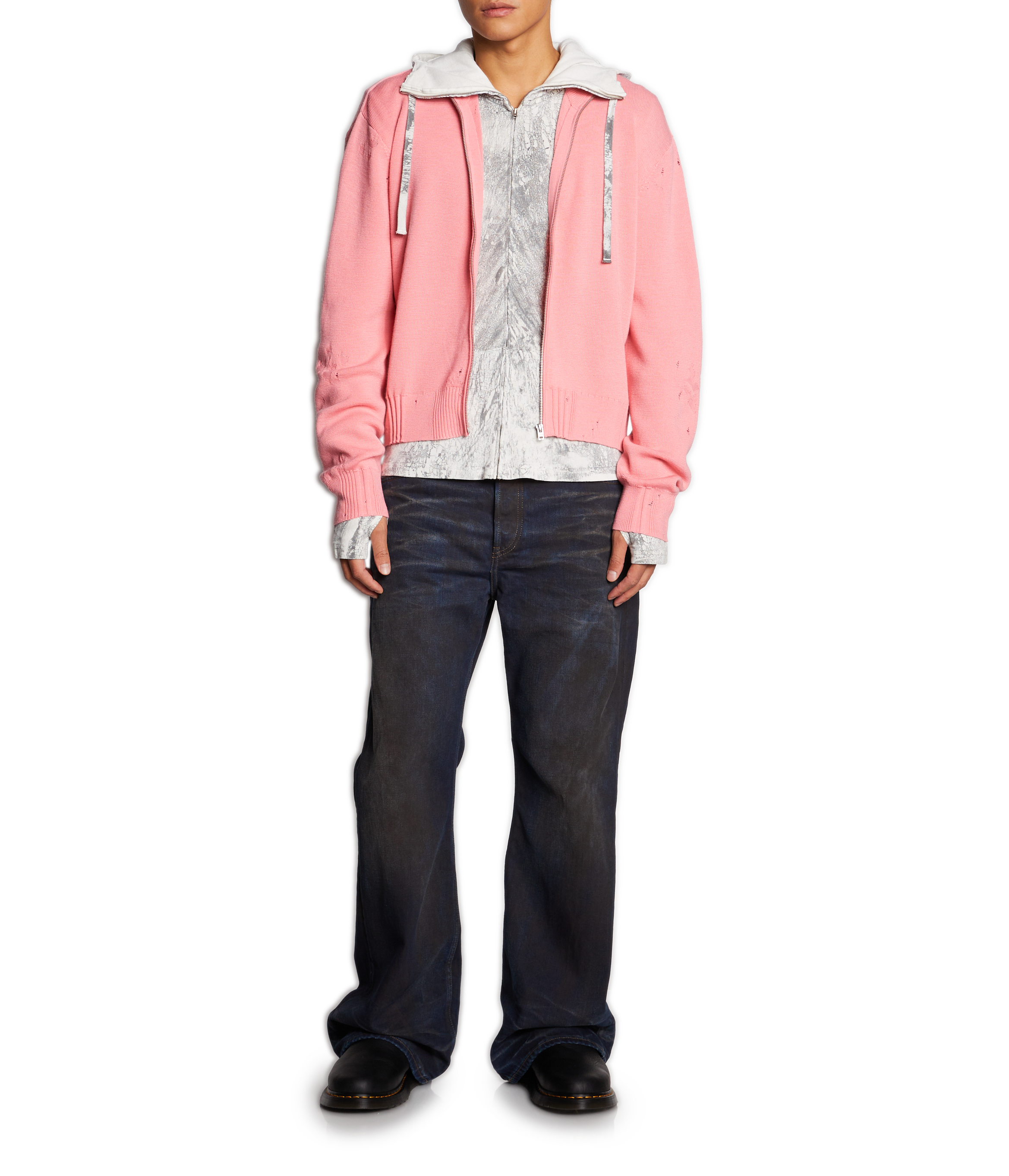 Wool zip-up cardigan ACNE STUDIOS Pink