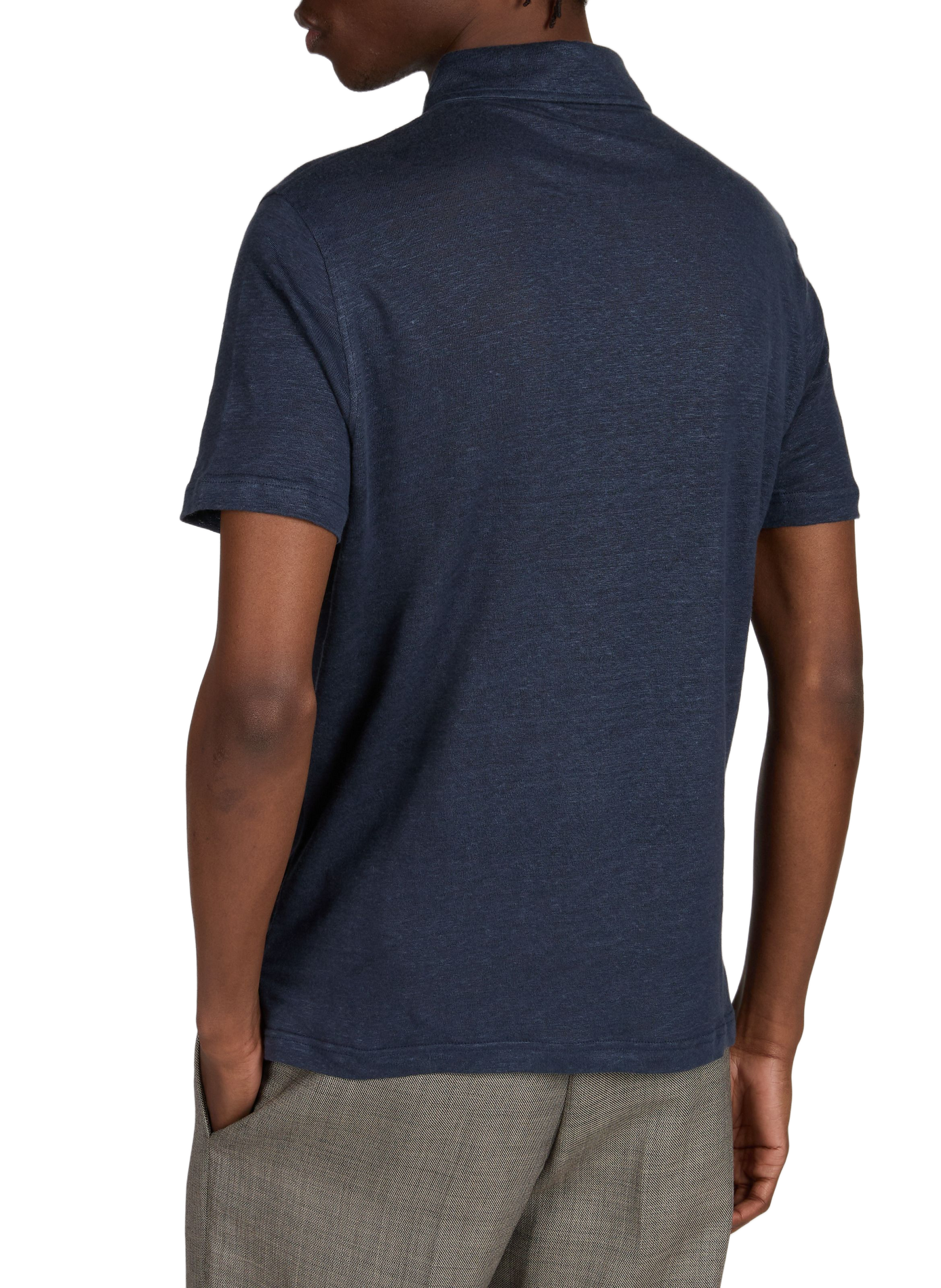 Short sleeve linen polo AURELIEN Blue