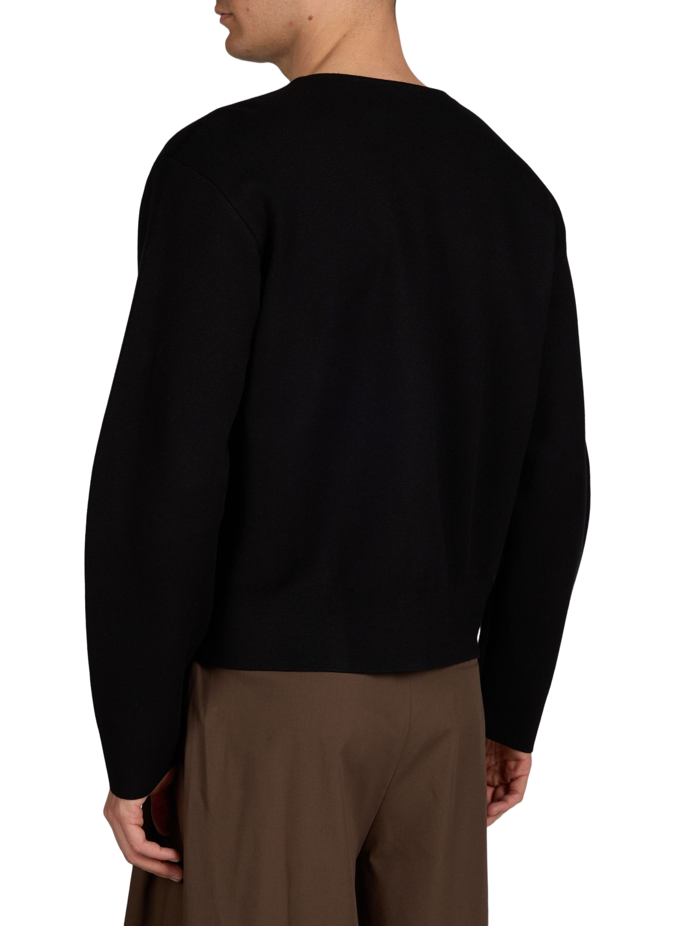 Plain round-neck cardigan AMOMENTO Black