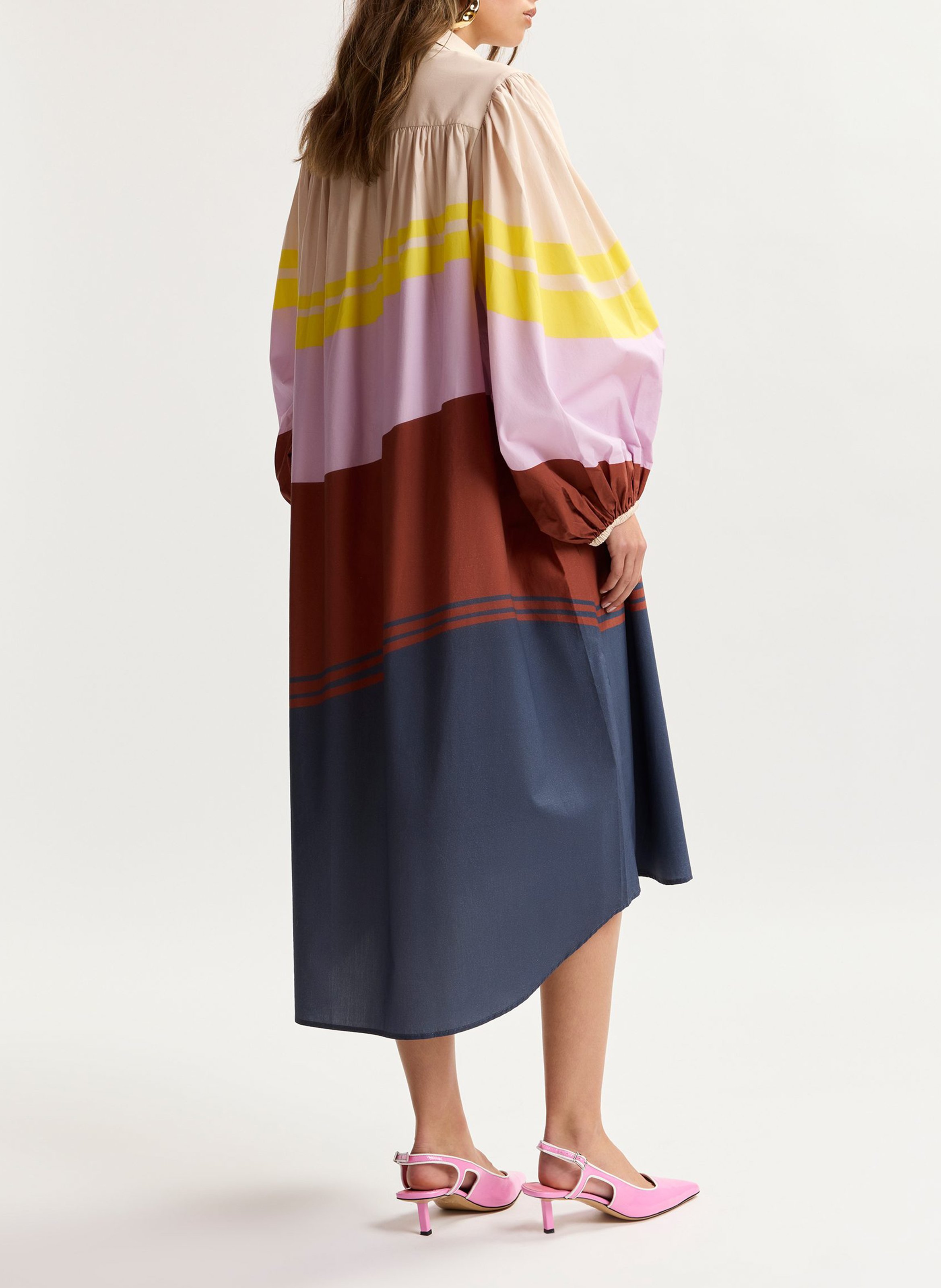 Robe midi col classique en coton jerulo ESSENTIEL ANTWERP Multicolore