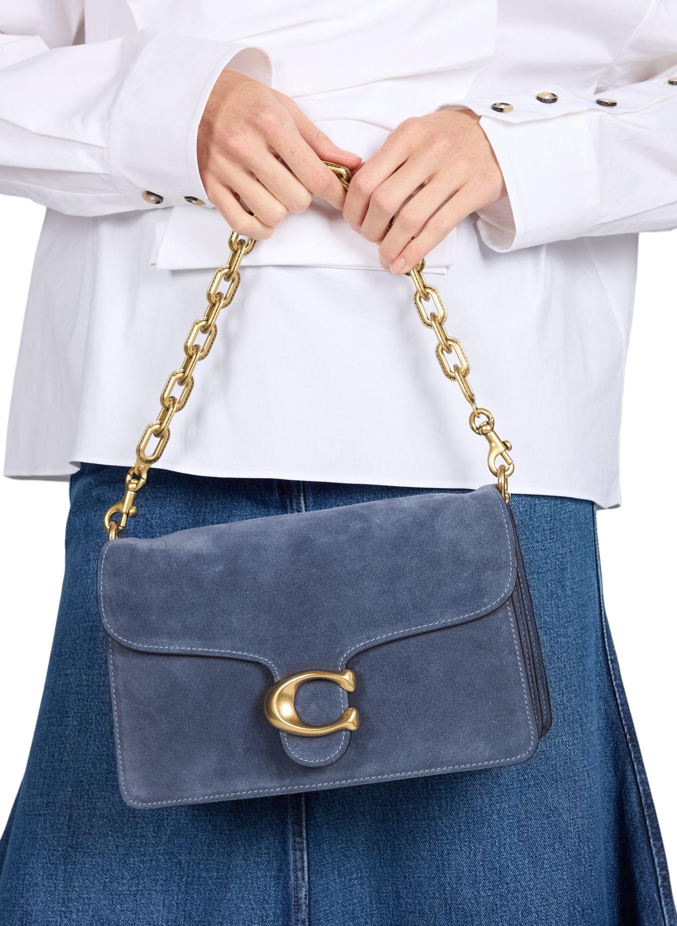 Suede shoulder bag COACH Blue