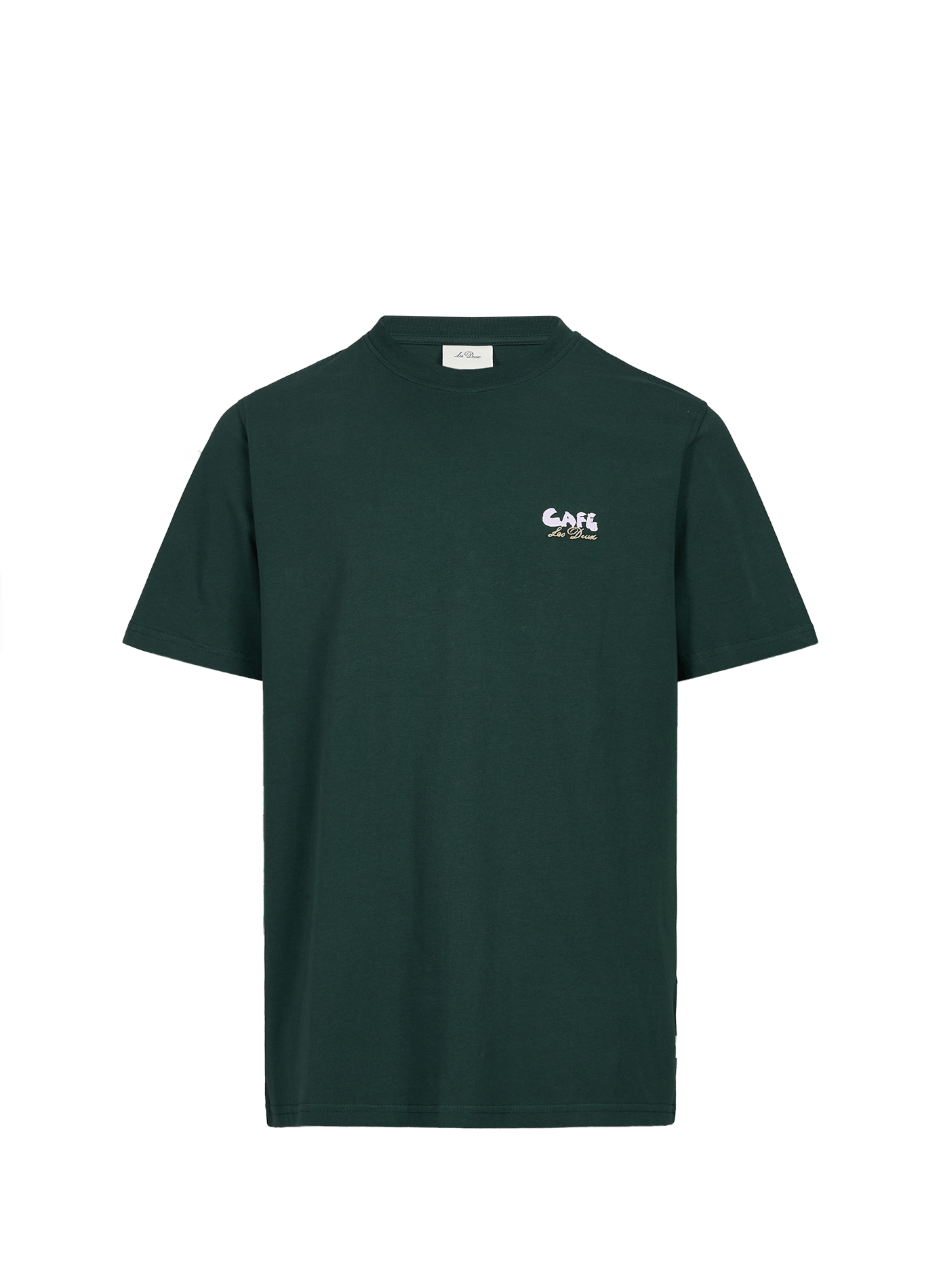Straight t-shirt with embroidered print in cotton LES DEUX Green