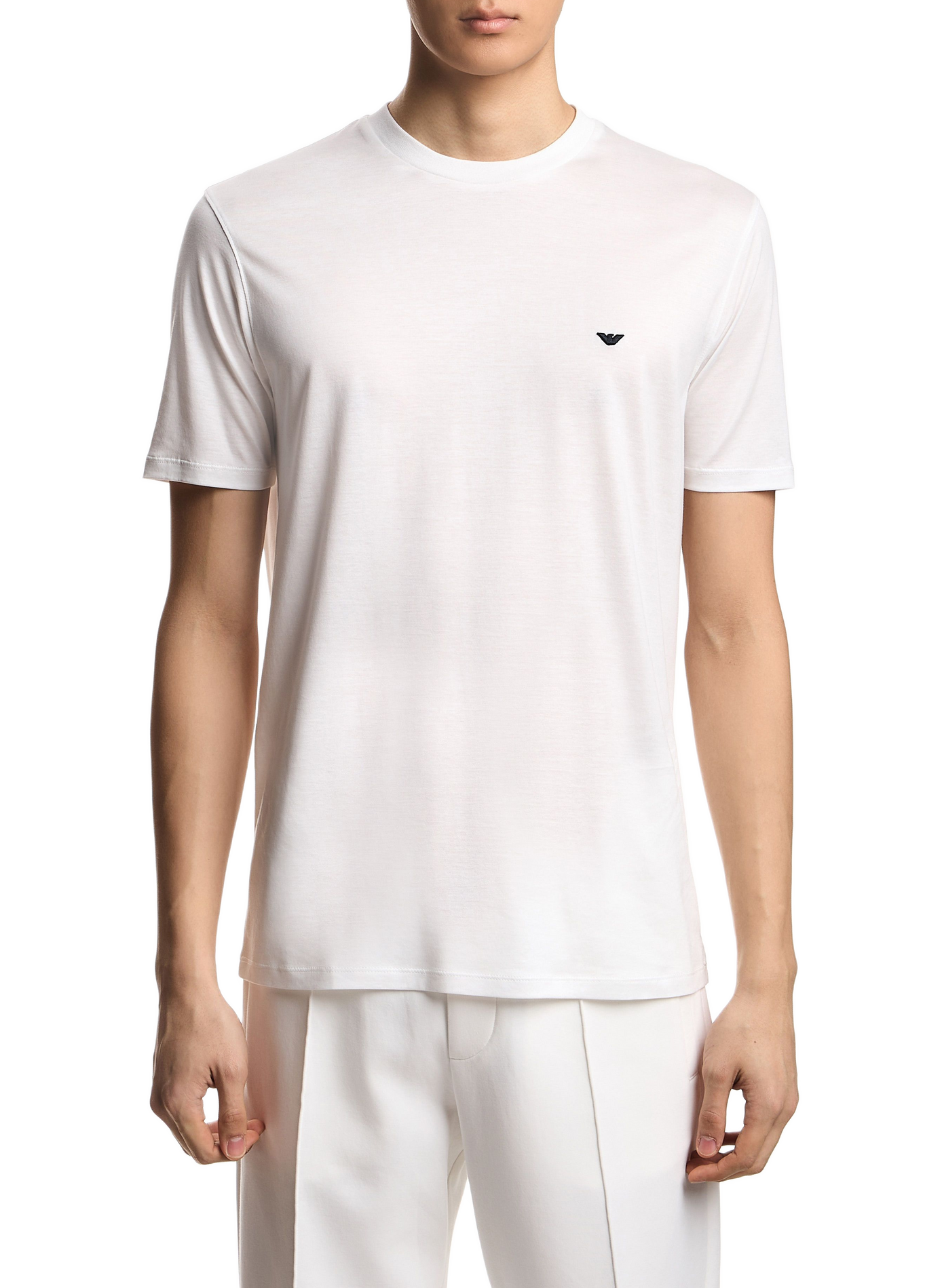 T-shirt col rond à logo EMPORIO ARMANI Blanc