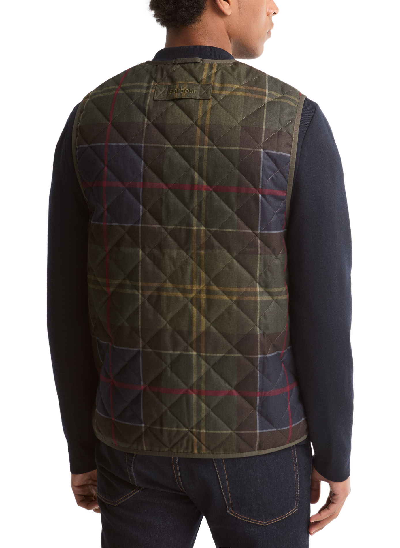 Sleeveless straight checkered jacket BARBOUR Multicolour