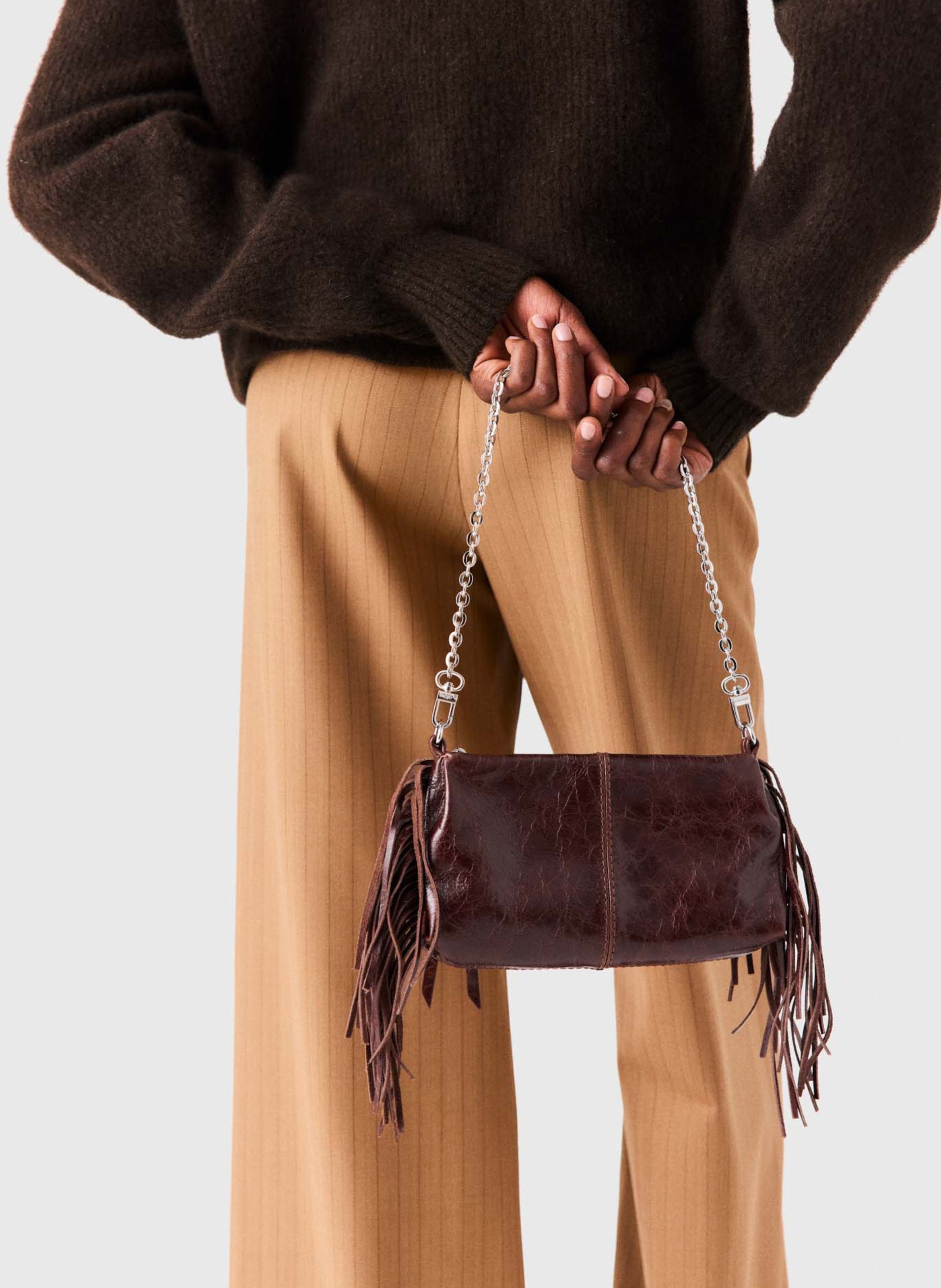 Pochette en cuir miss m pouch MAJE Marron