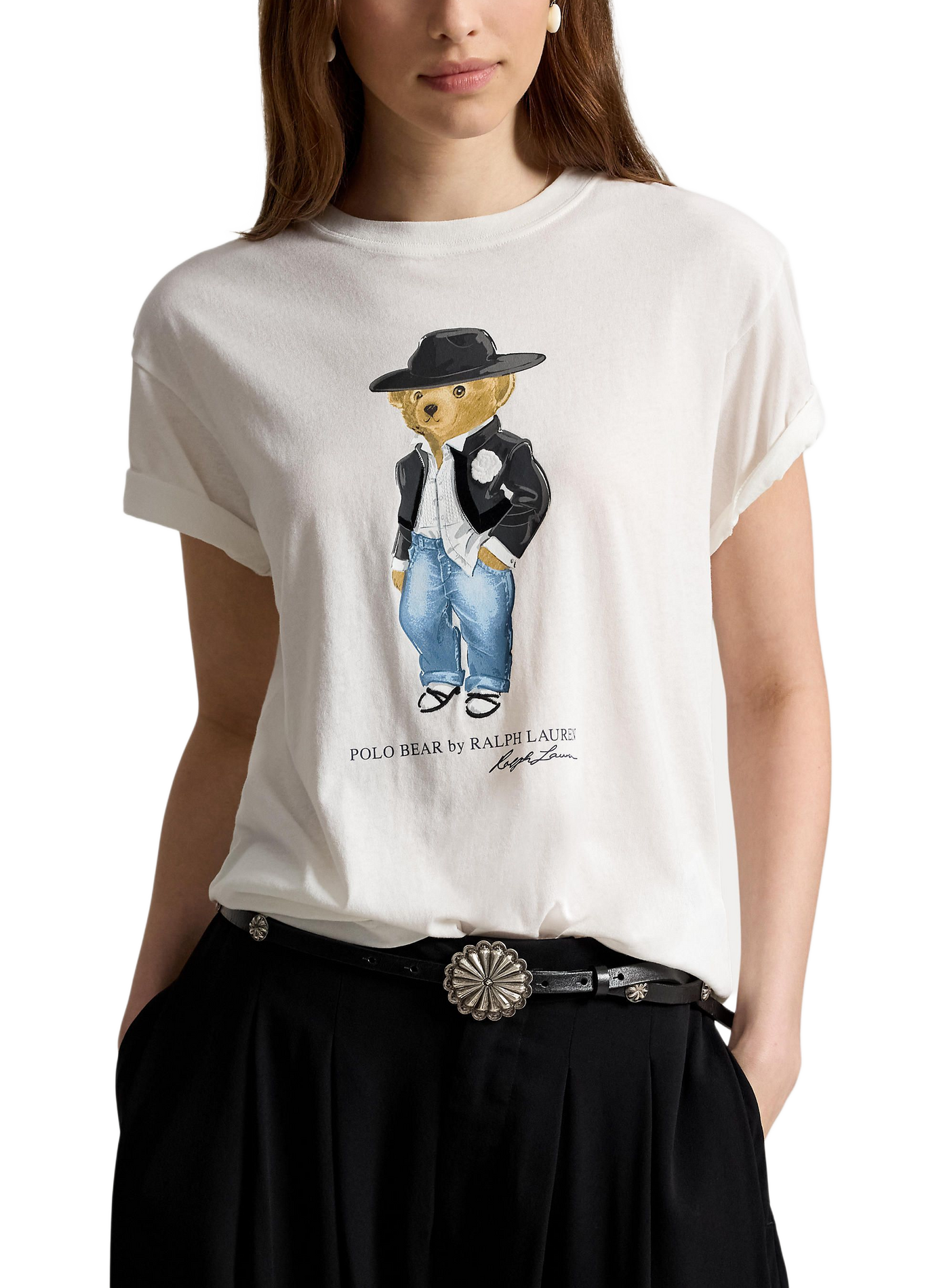 Tee-shirt droit imprimé en coton POLO RALPH LAUREN Blanc