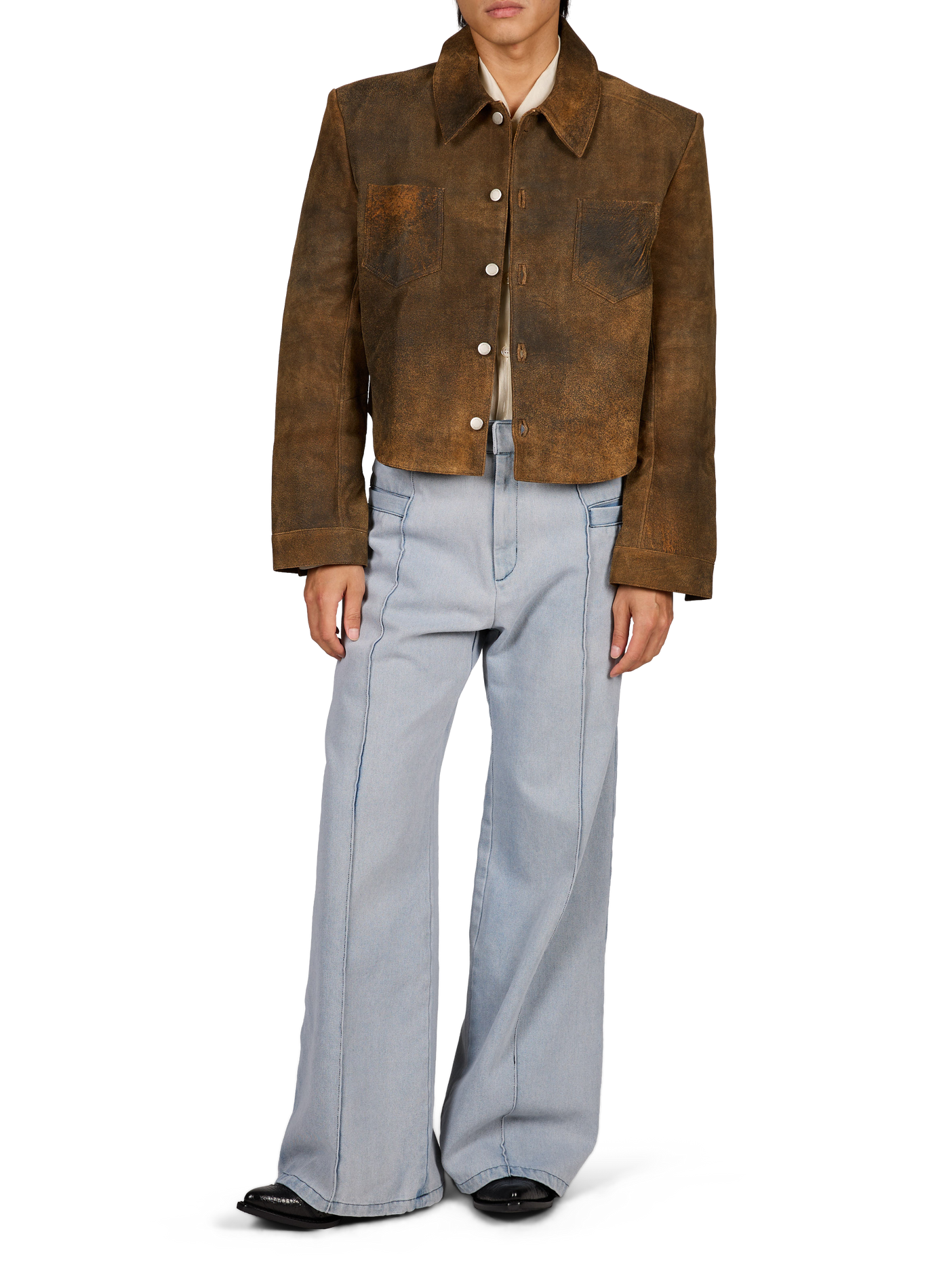 Jean large Decisiones en denim de coton CAMPILLO Bleu