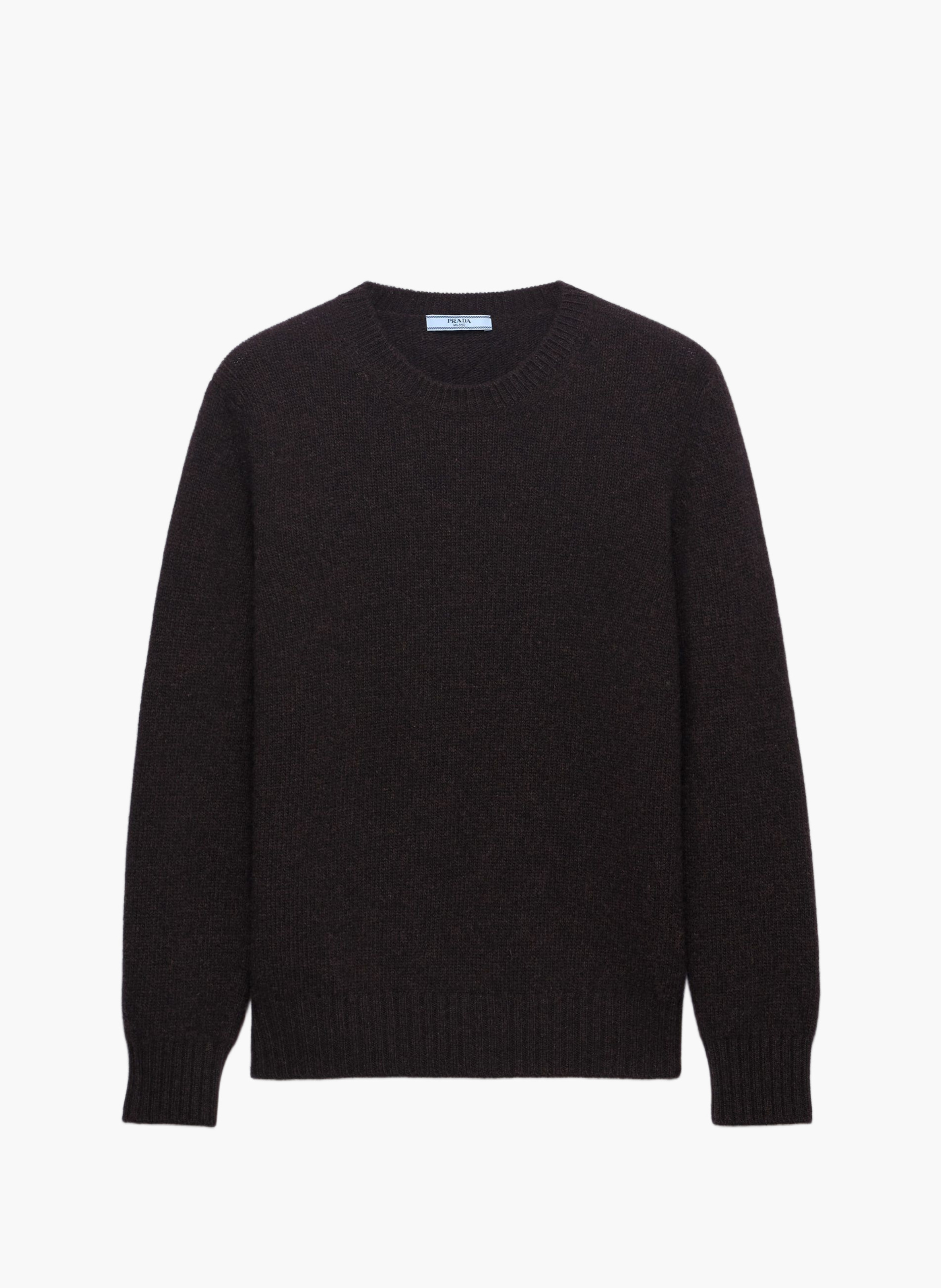 Pull à col rond en laine et cachemire PRADA Marron