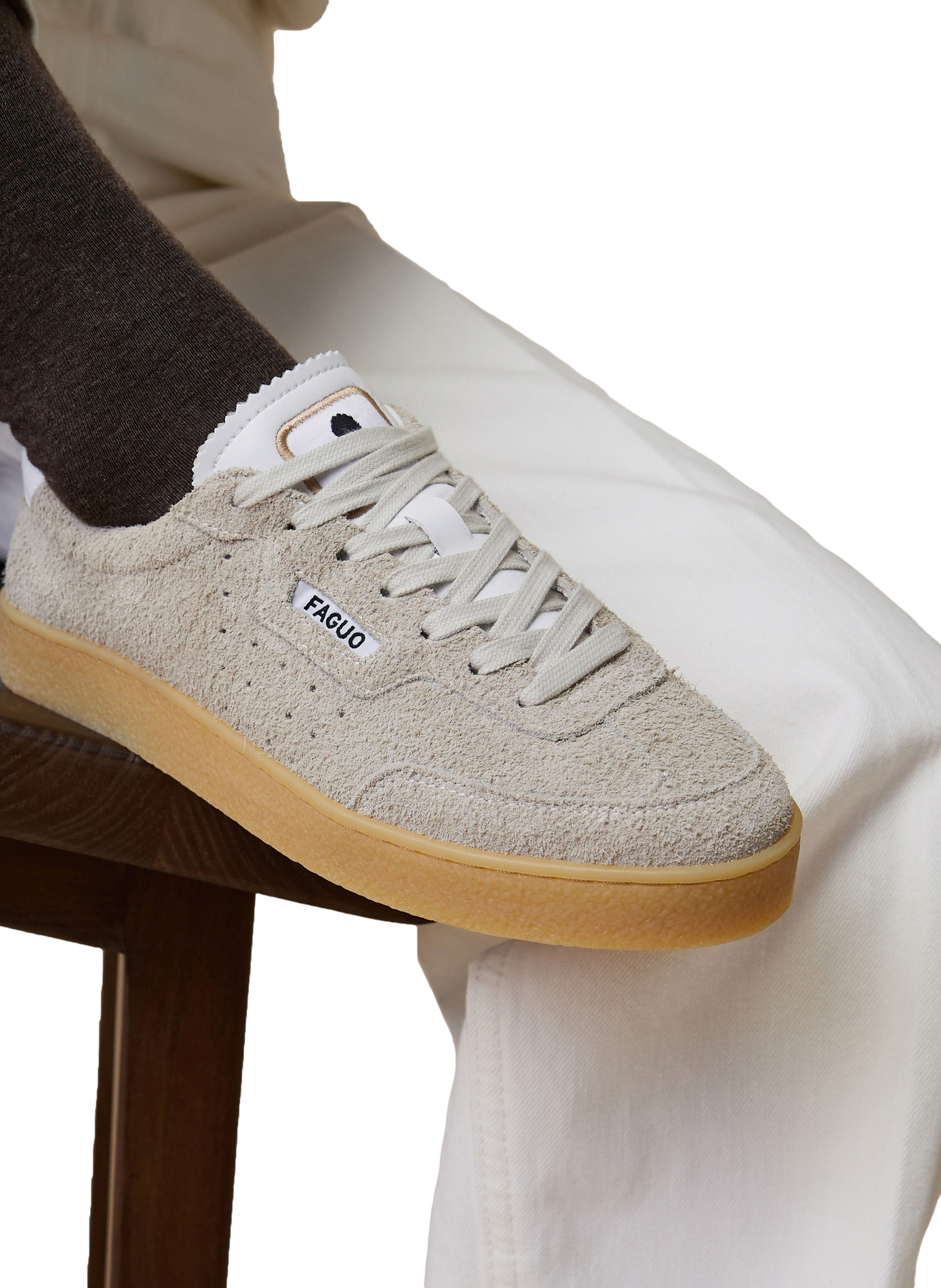 Mixed leather and suede sneakers FAGUO Grey