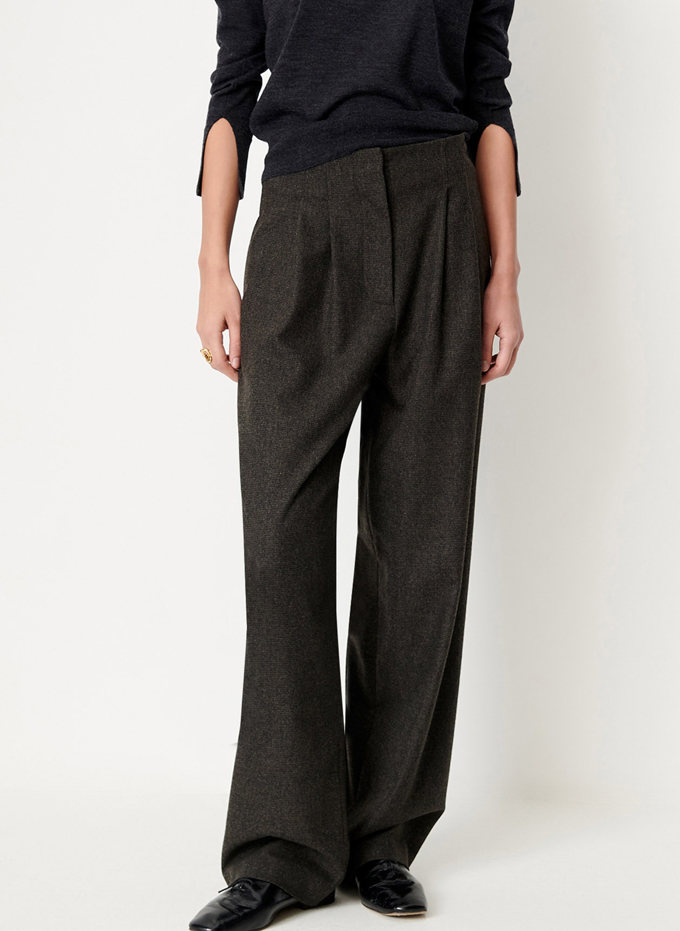 Pantalon droit taille haute à pinces bodam SESSUN Gris