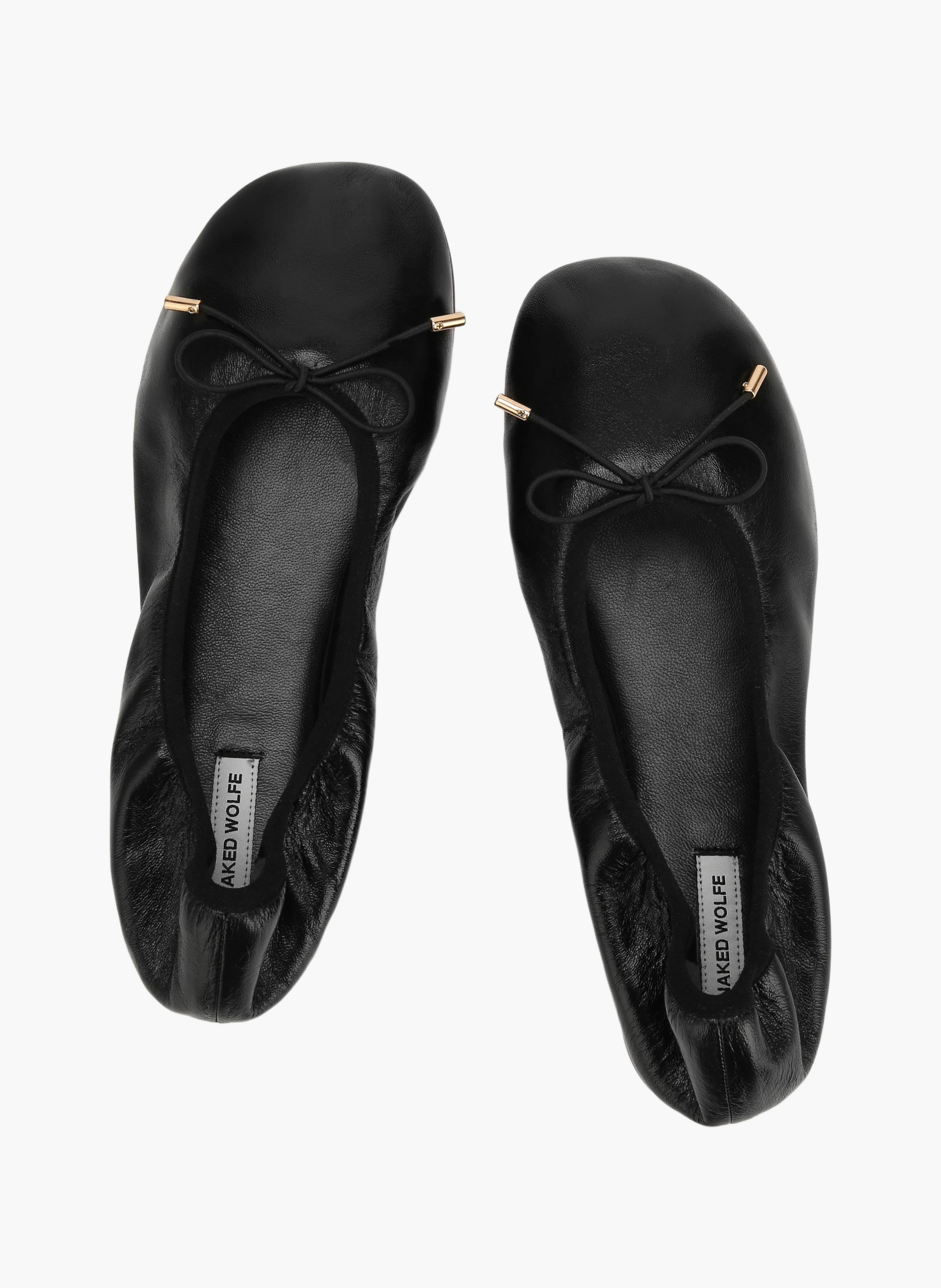 Scrunch ballerina's van leer NAKED WOLFE Zwart