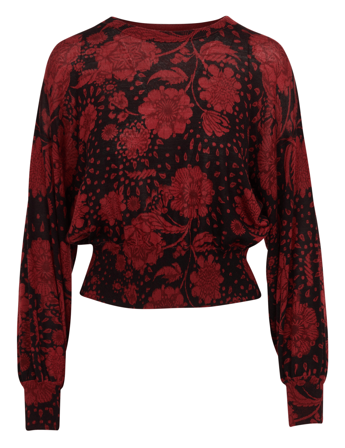 Korte wollen trui met bloemenprint LA FEE MARABOUTEE Rood