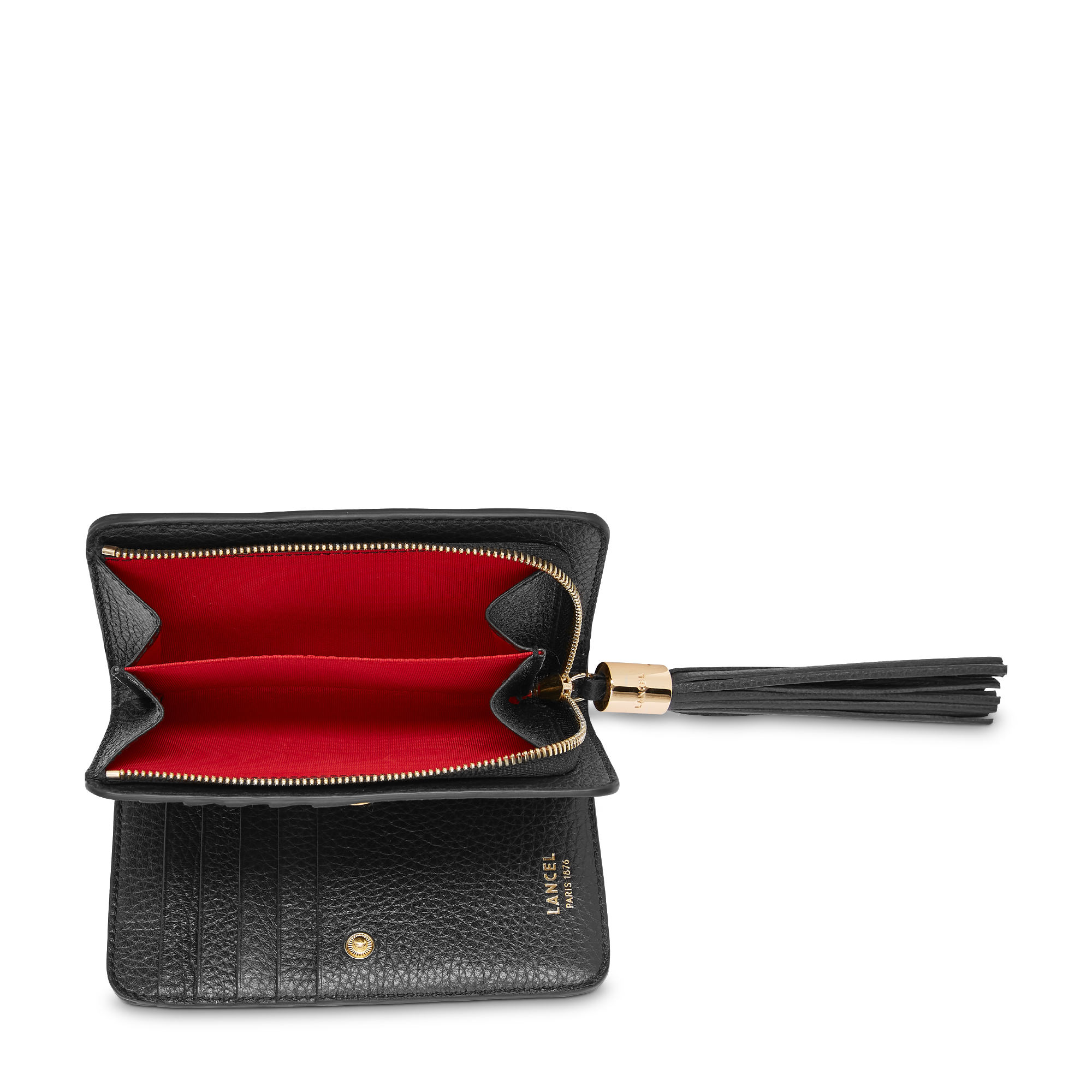 Portefeuille rectangulaire zippé premier flirt de lancel en cuir LANCEL Noir