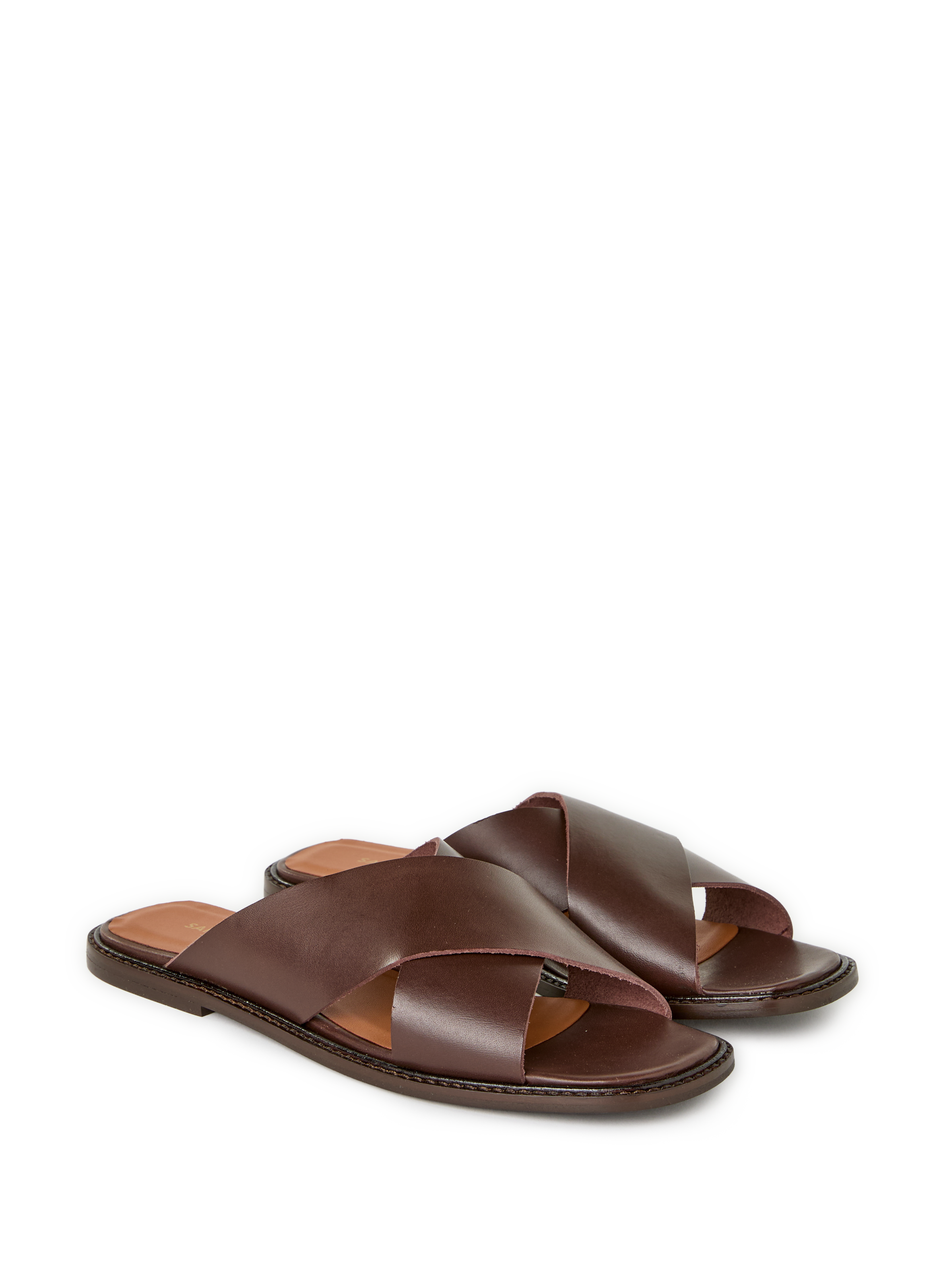 Mules en cuir CLAUDINE Marron