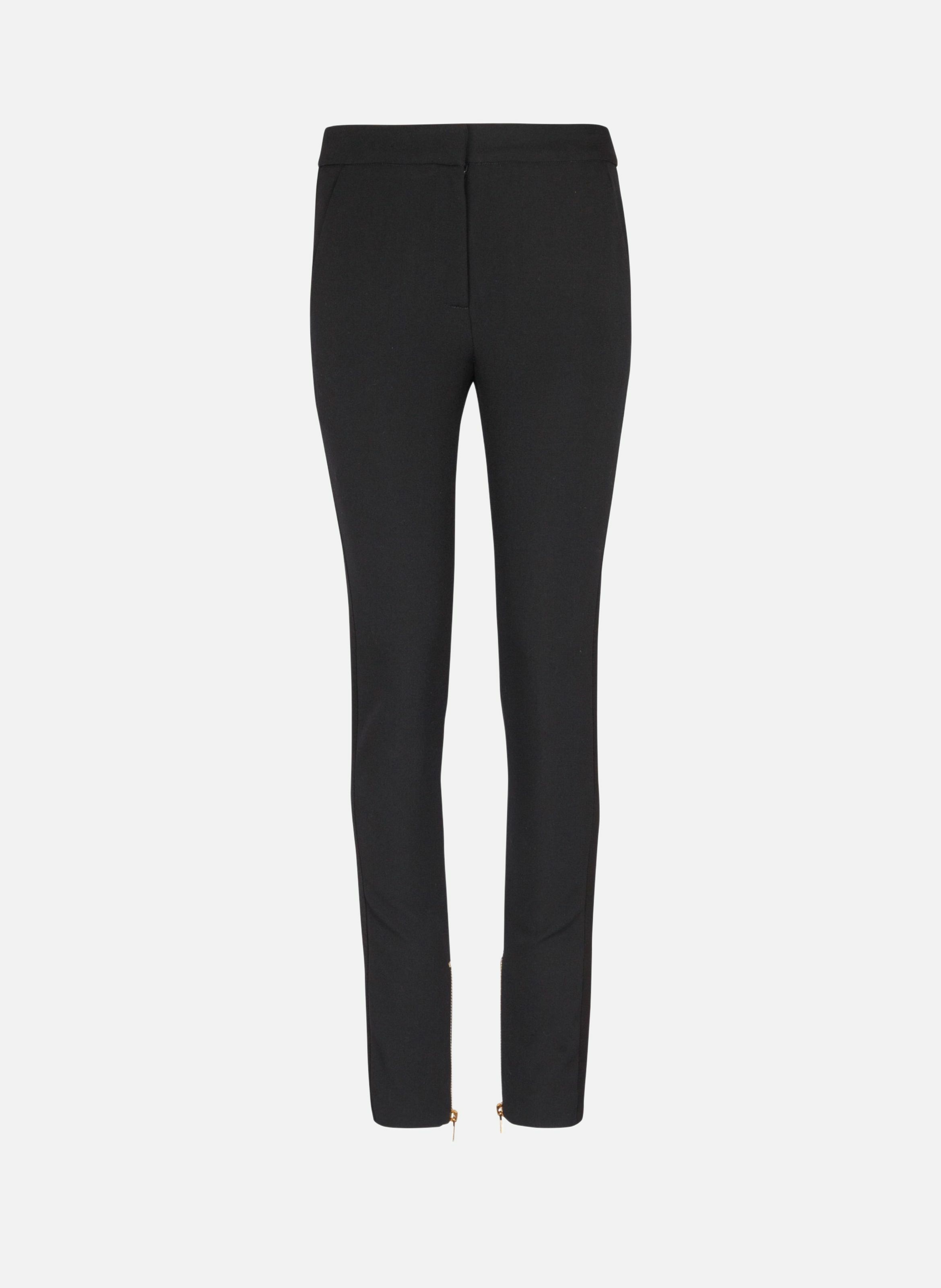 Pantalon slim zippé en grain de poudre BALMAIN Noir