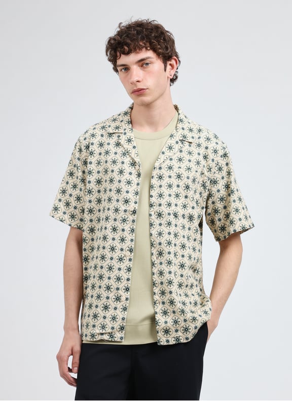 Printed straight cotton shirt White by LES DEUX LES DEUX Printed straight cotton shirt White