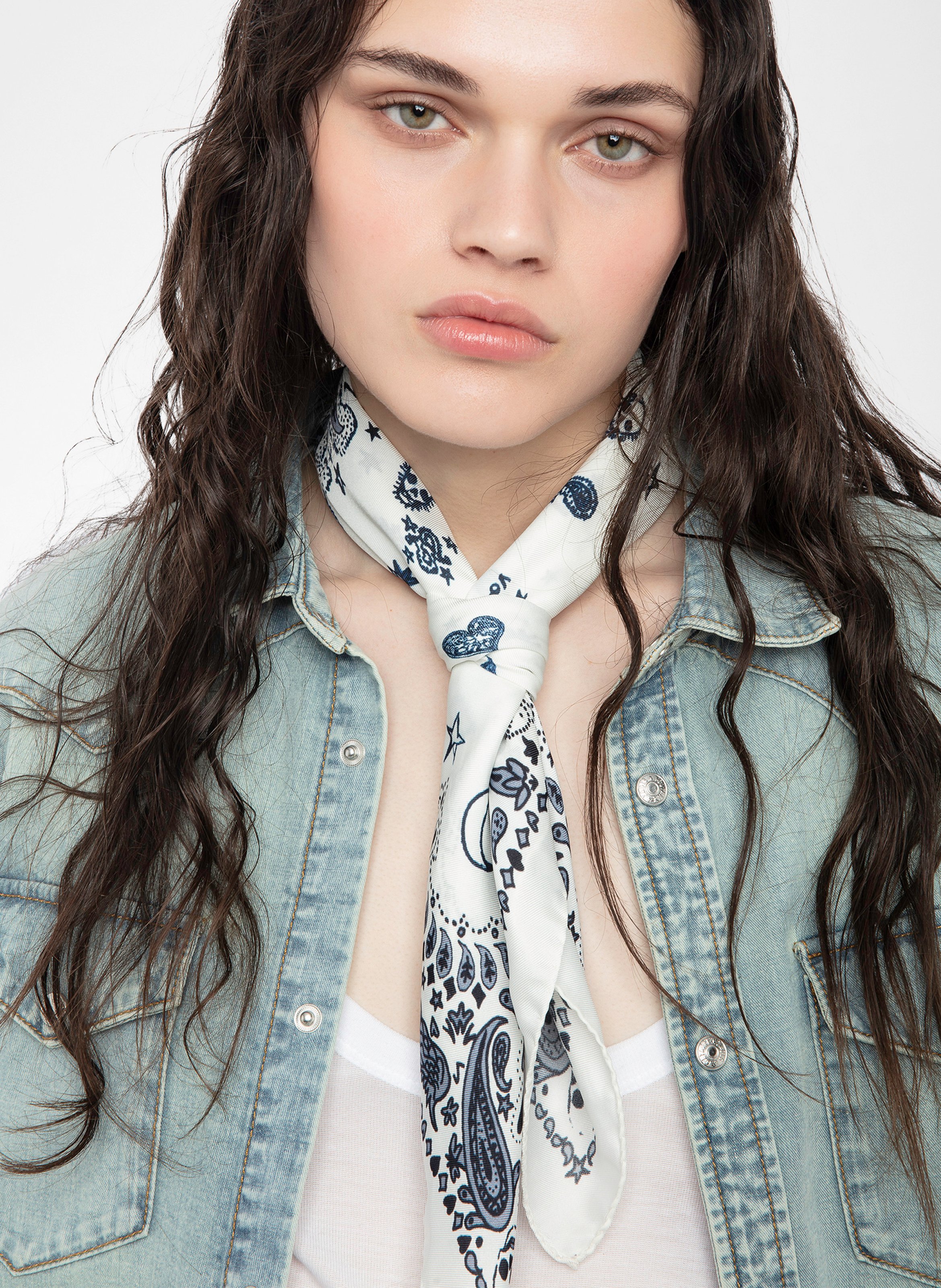 Foulard imprimé debbie 65 ZADIG&VOLTAIRE Bleu